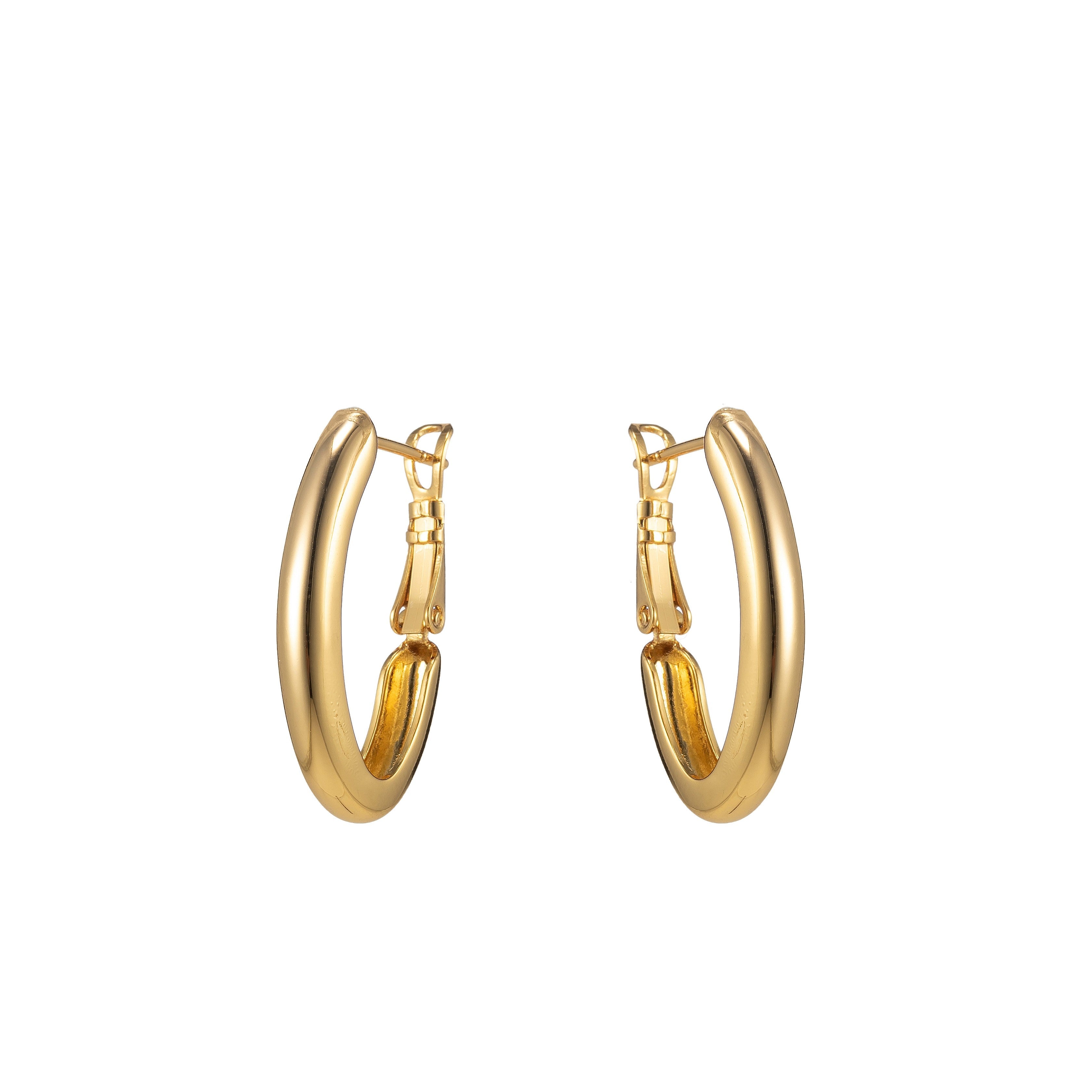 Dainty Hoop Earring Gold Filled 15mm Thin Hoops lever back earring - DLUXCA