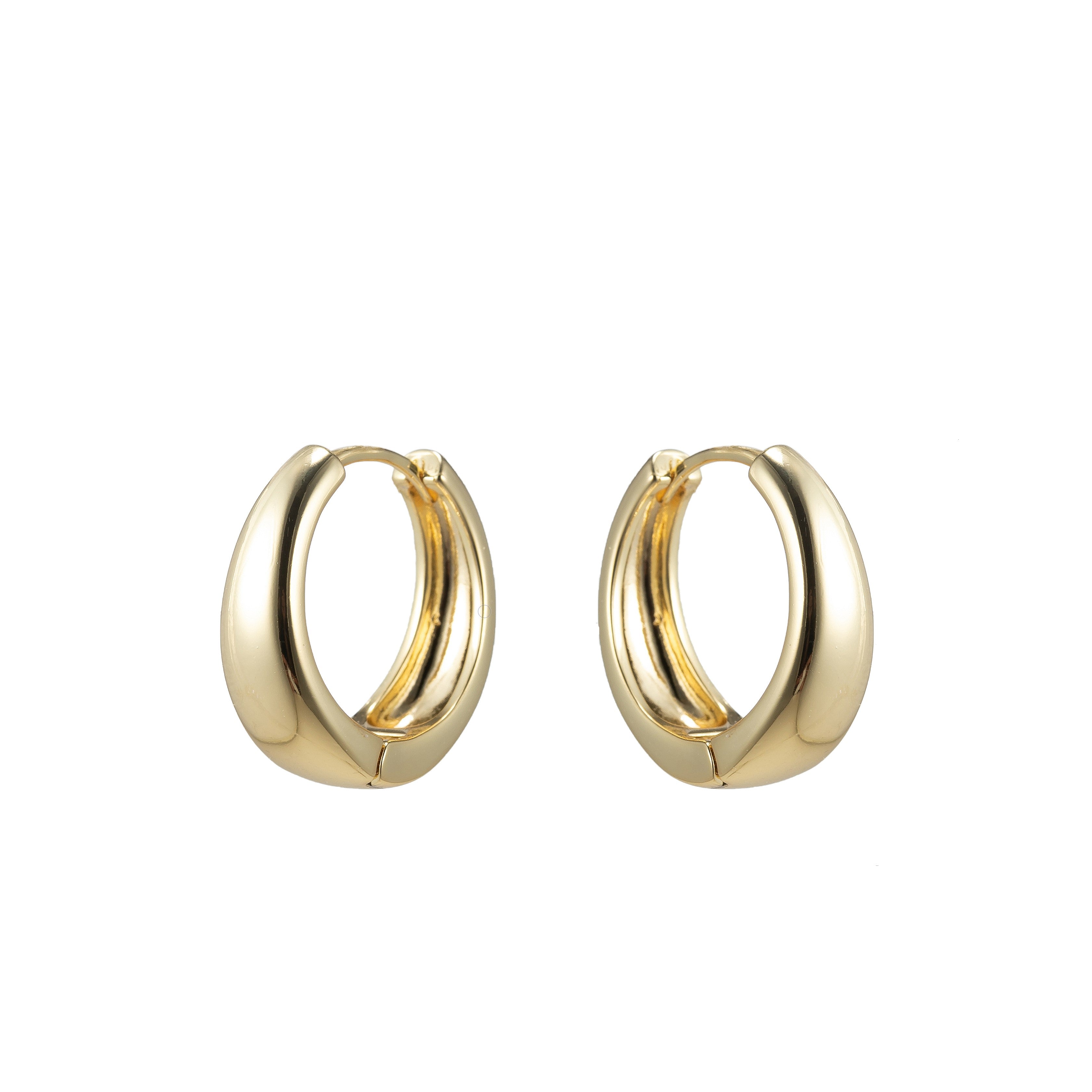 14k Gold Filled Lightweight Round Huggie Earrings 17mm Earring - DLUXCA