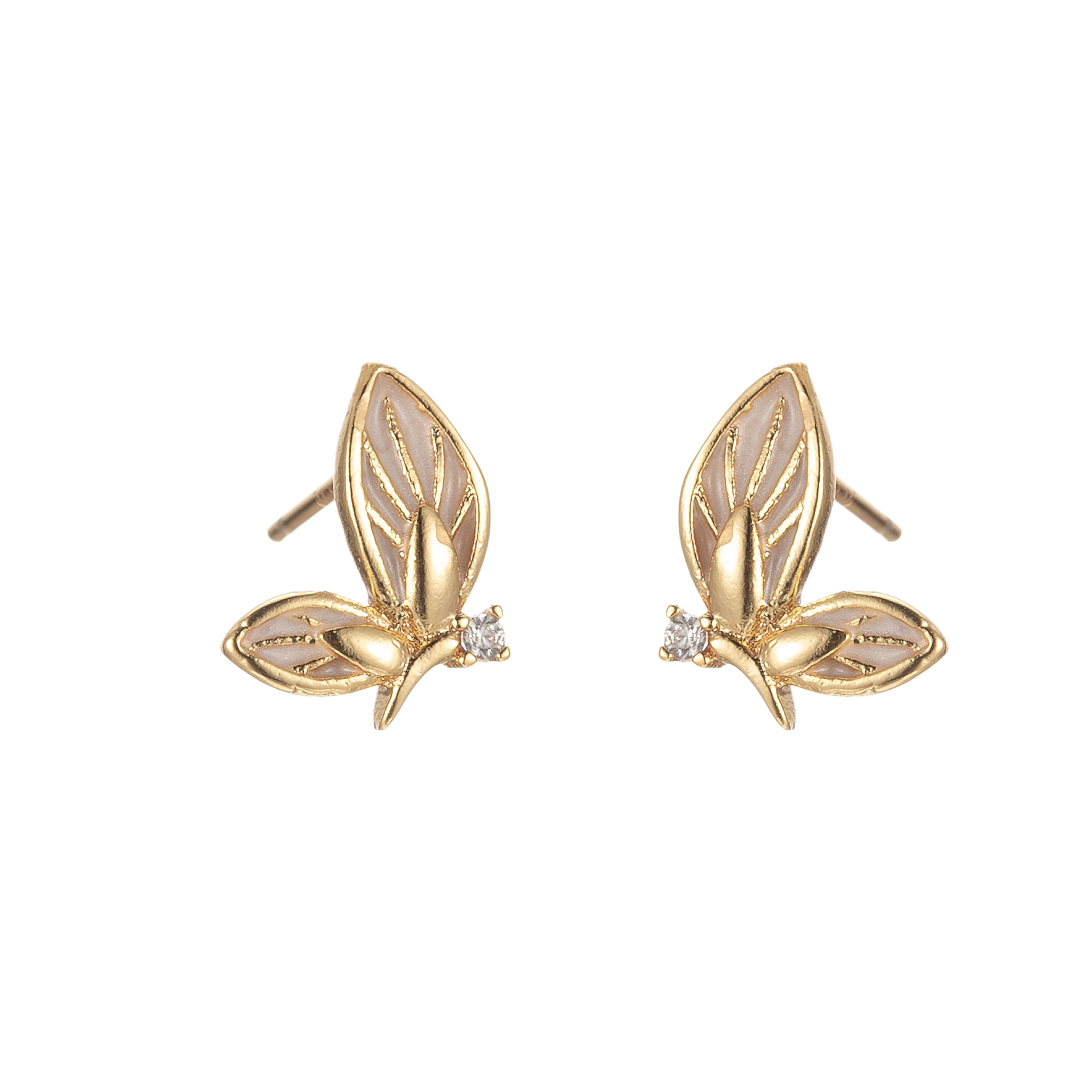 Mini Butterfly Stud Earring Cartilage Earring, Gold Mariposa stud, dainty gold Animal earring Pushback stud - DLUXCA