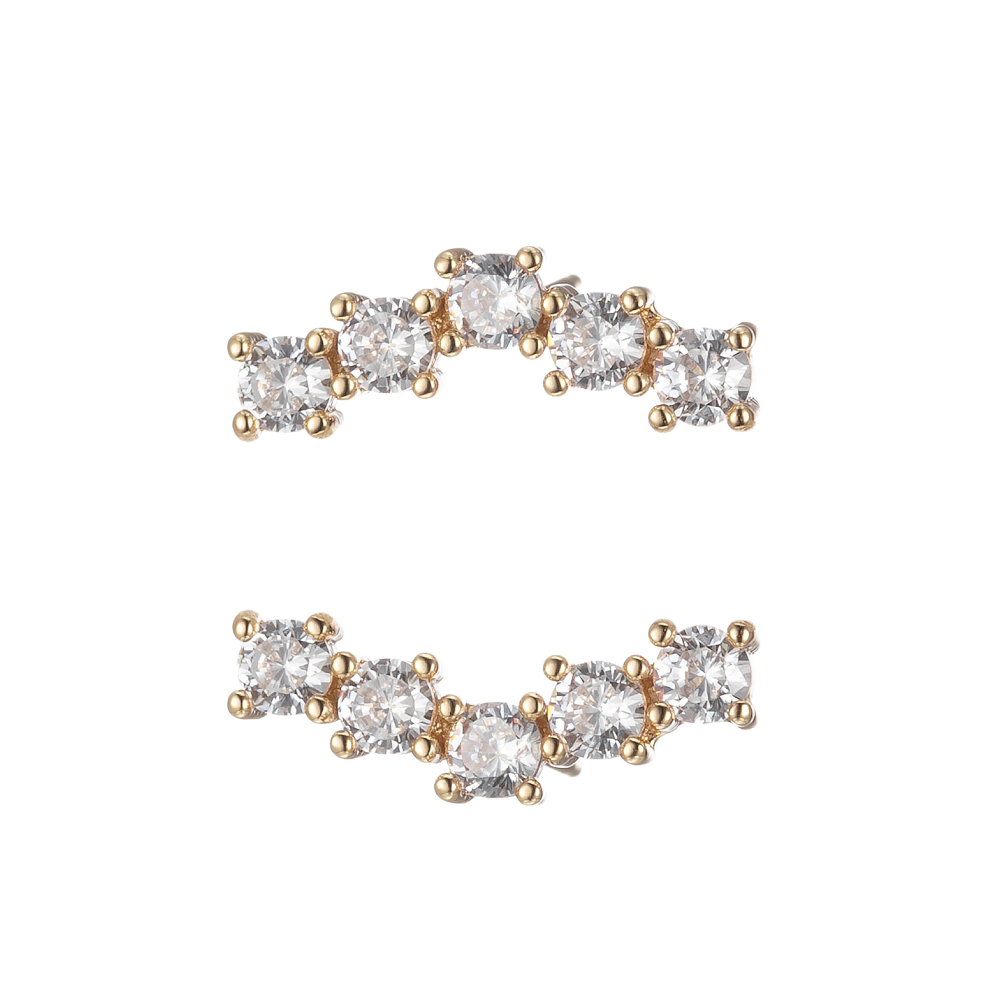 1pair Mini Connected Crystal String Studs Earring CZ Crystal Stones Lining on Daily Wear Earring Jewelry P196 - DLUXCA