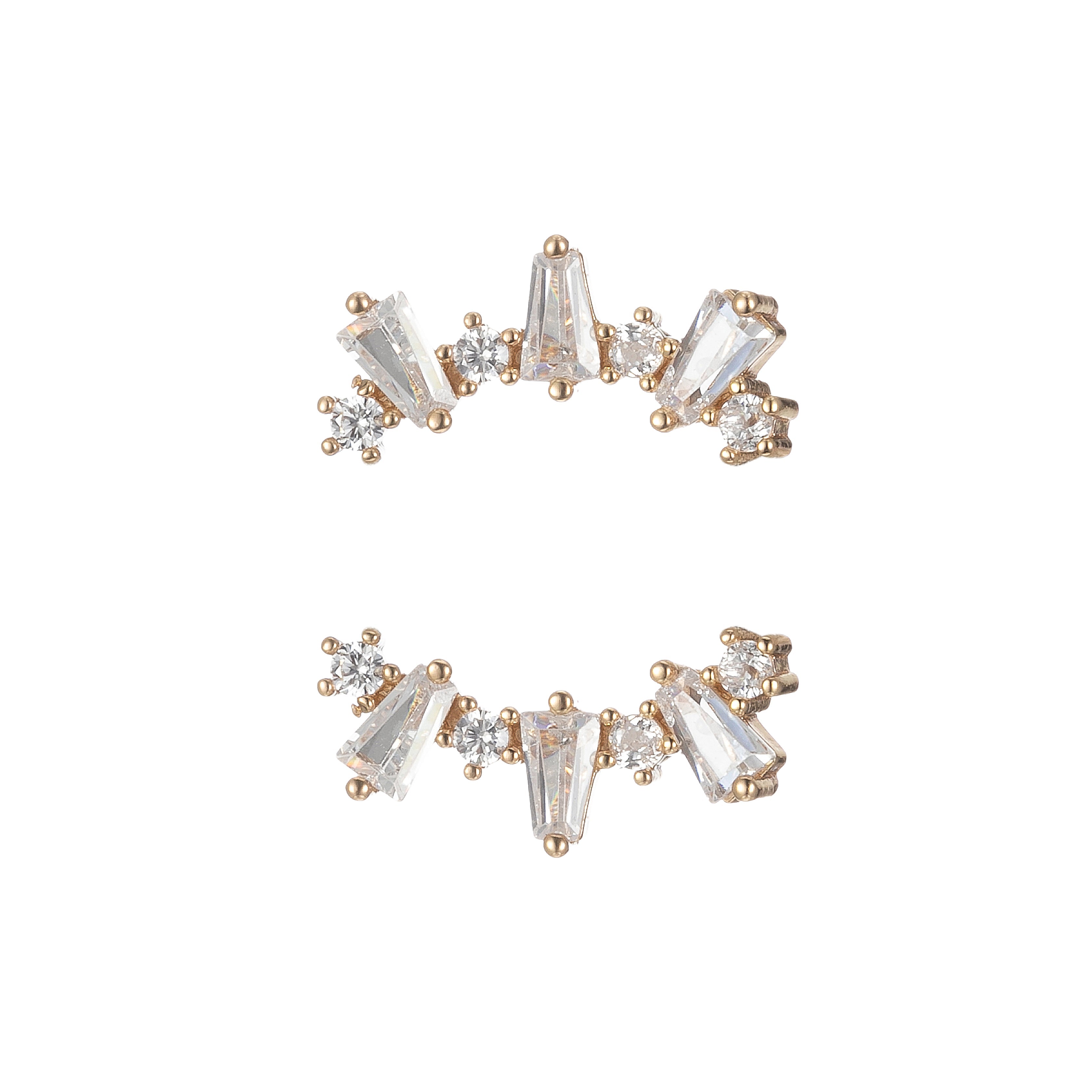Climber Marquise Cut Earrings, Crystal Encrusted, Wedding Earrings, Emerald Stud Earrings, bridesmaids earring, Bridal Earrings - DLUXCA