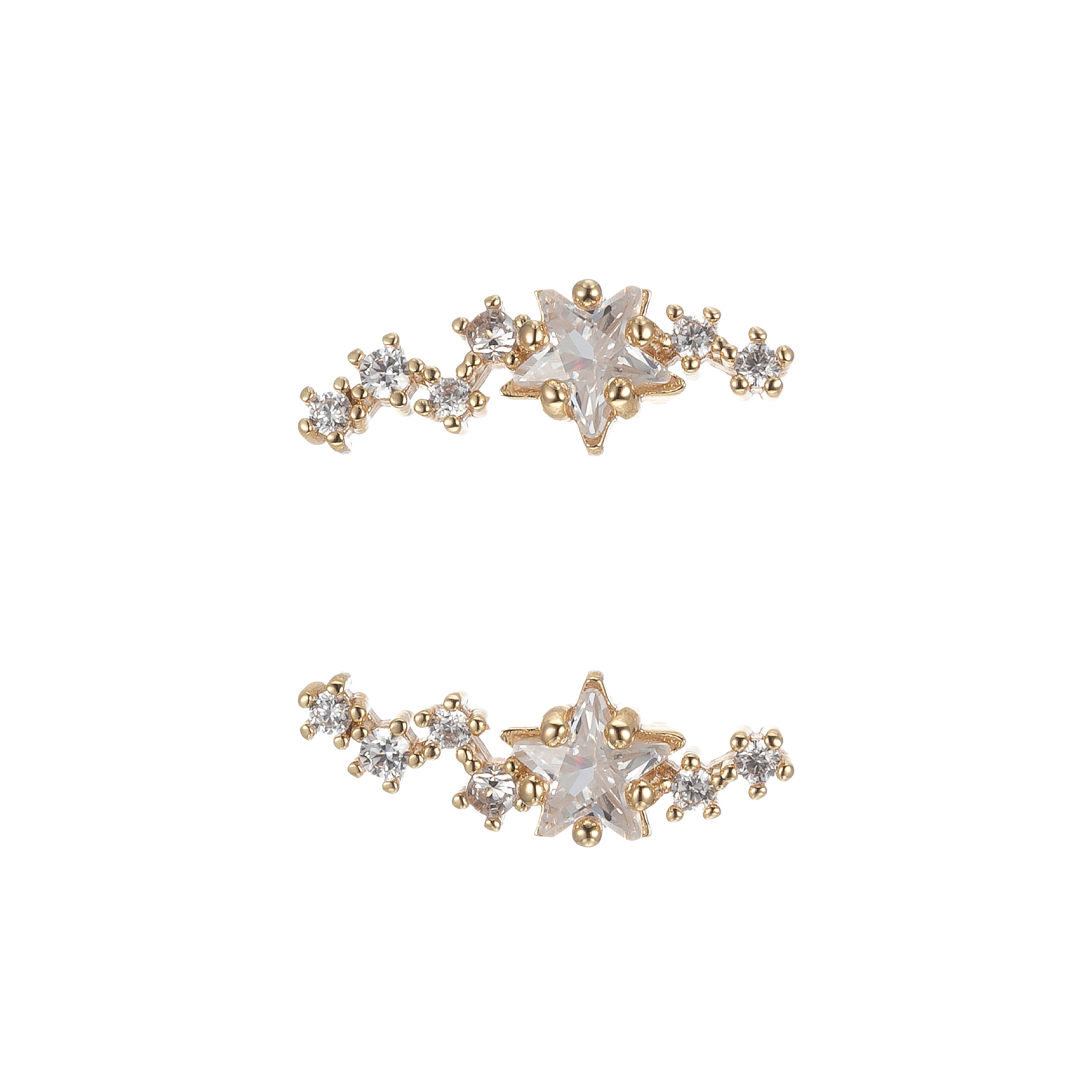 1pair Single Star on Crystal Chain Studs Earring, CZ Stone on Daily Wear Formal/Casual Earring Jewelry P198 - DLUXCA