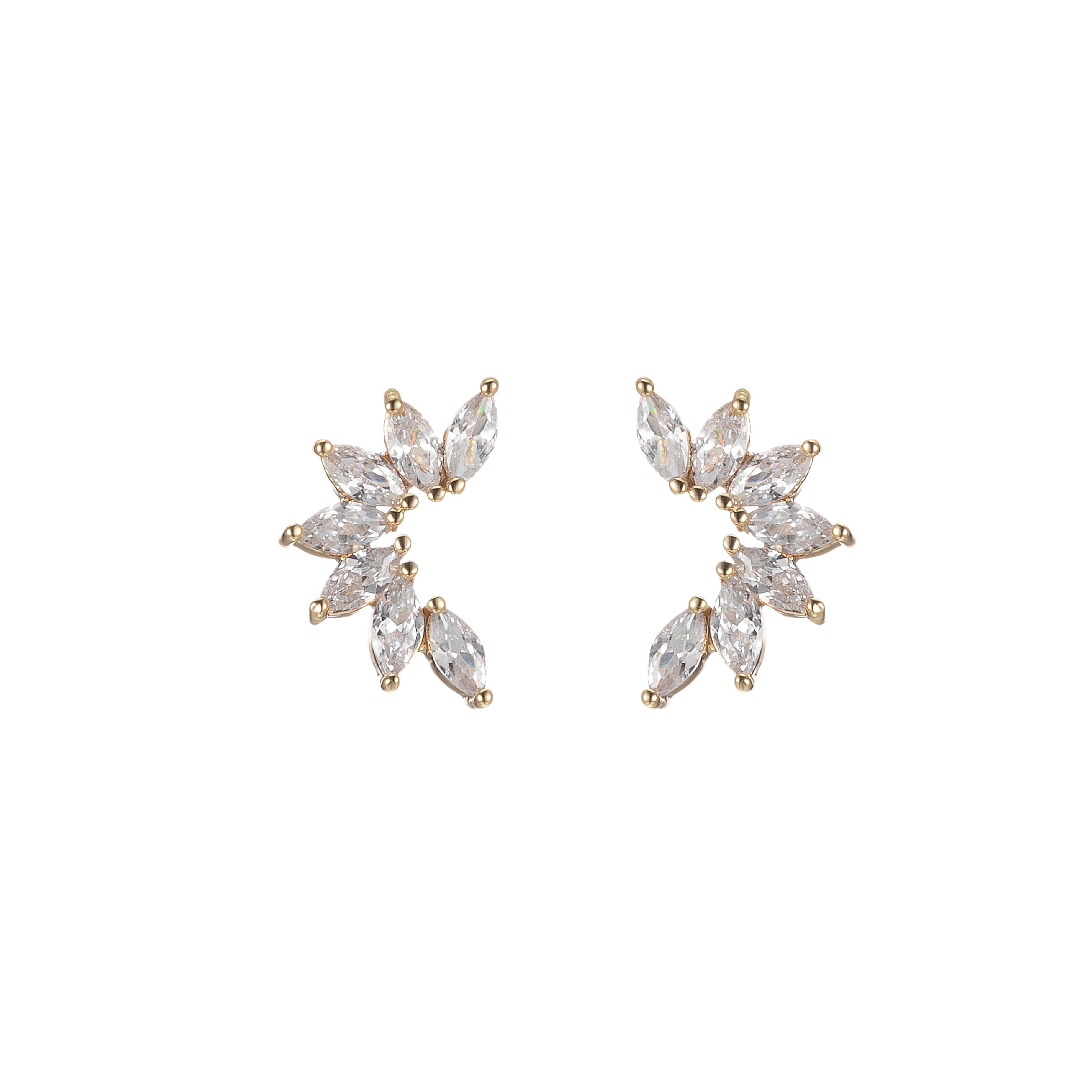 Dainty Marquise Stones Climber Stud Earrings for Wedding Bridesmaid Bridal Earring Jewelry - DLUXCA