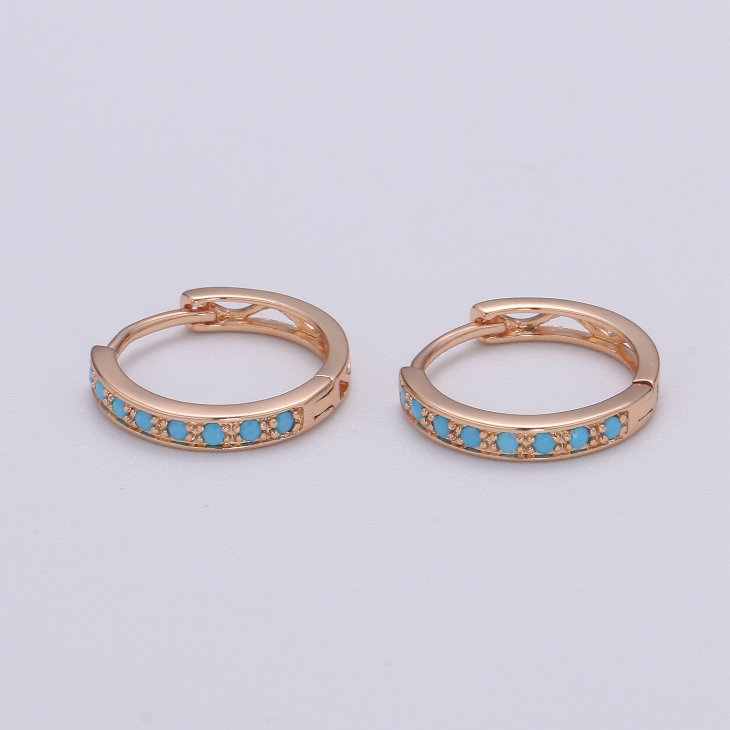 Turquoise Hoop Earrings • Rose gold cartilage hoop • turquoise huggie hoop earrings • Something Blue Jewelry - DLUXCA