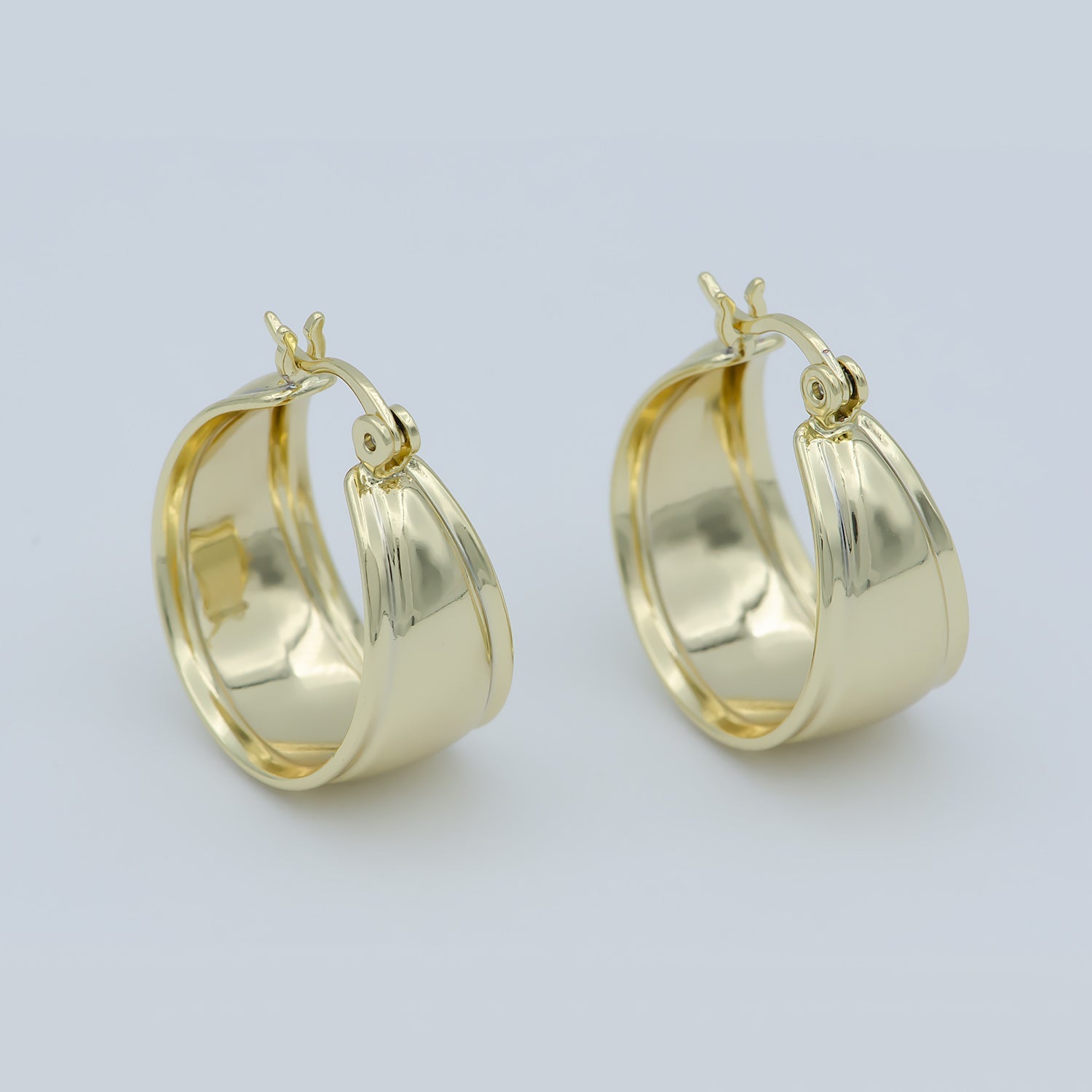 1pair Golden Simple Round Huggies Earrings, Plain Gold Filled Geometric Formal/Casual Daily Wear Earring Jewelry P256 - DLUXCA