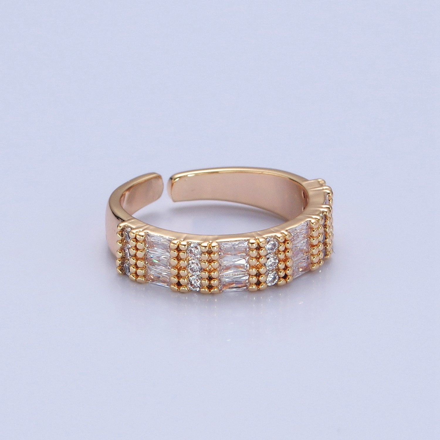 Gold Minimalist Pave Ring Statement Ring Chunky Pave Ring P-272 - DLUXCA