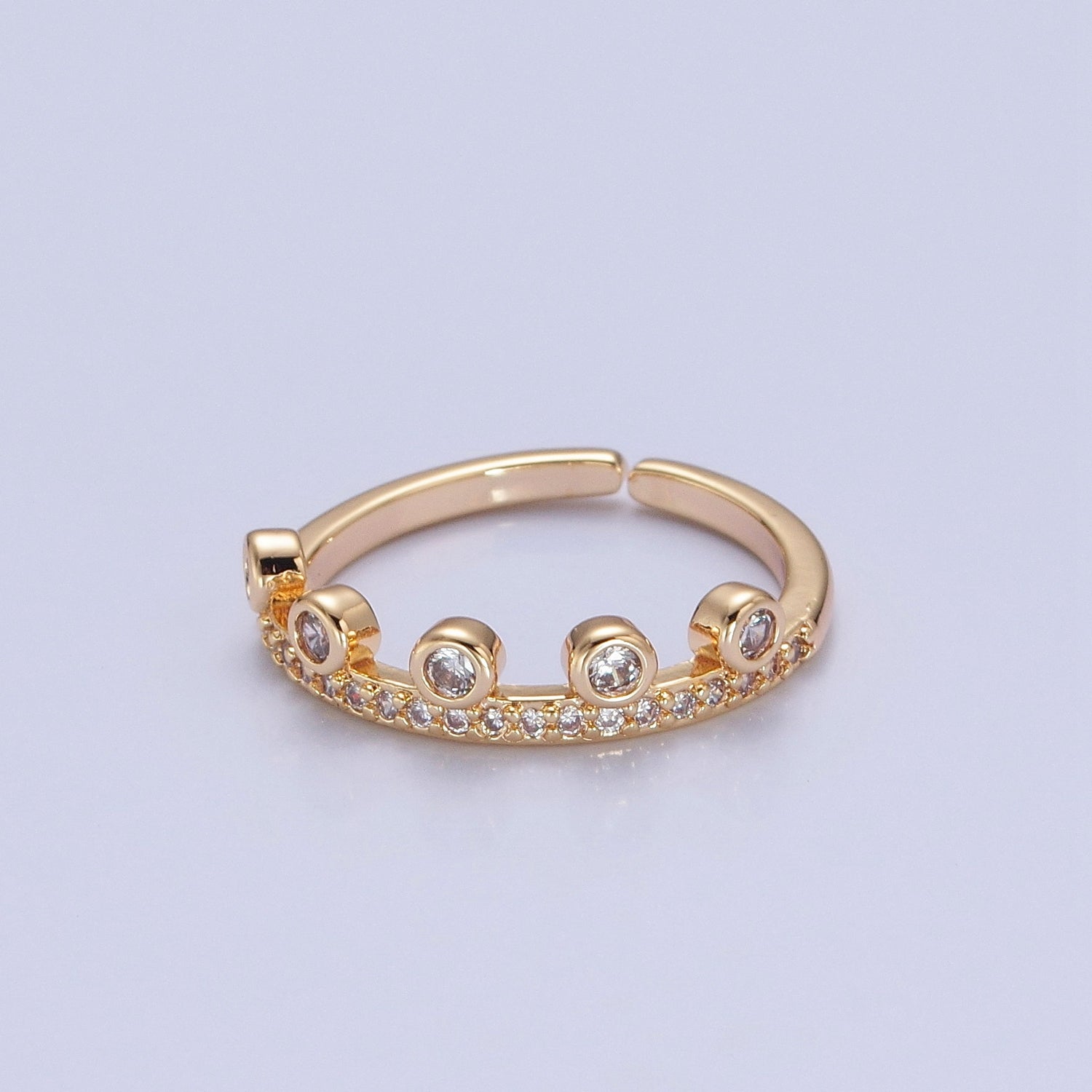 Dainty Crown Ring Micro Pave Ring Minimalist Jewelry P-289 - DLUXCA