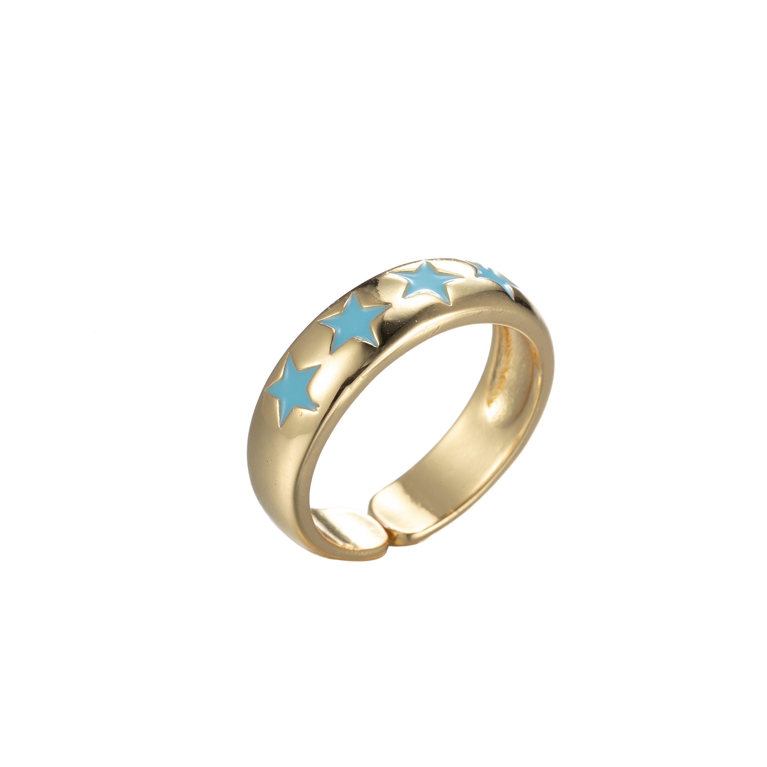 Dainty Enamel Star Ring Open Adjustable Gold Filled Stackable Celestial Ring - DLUXCA