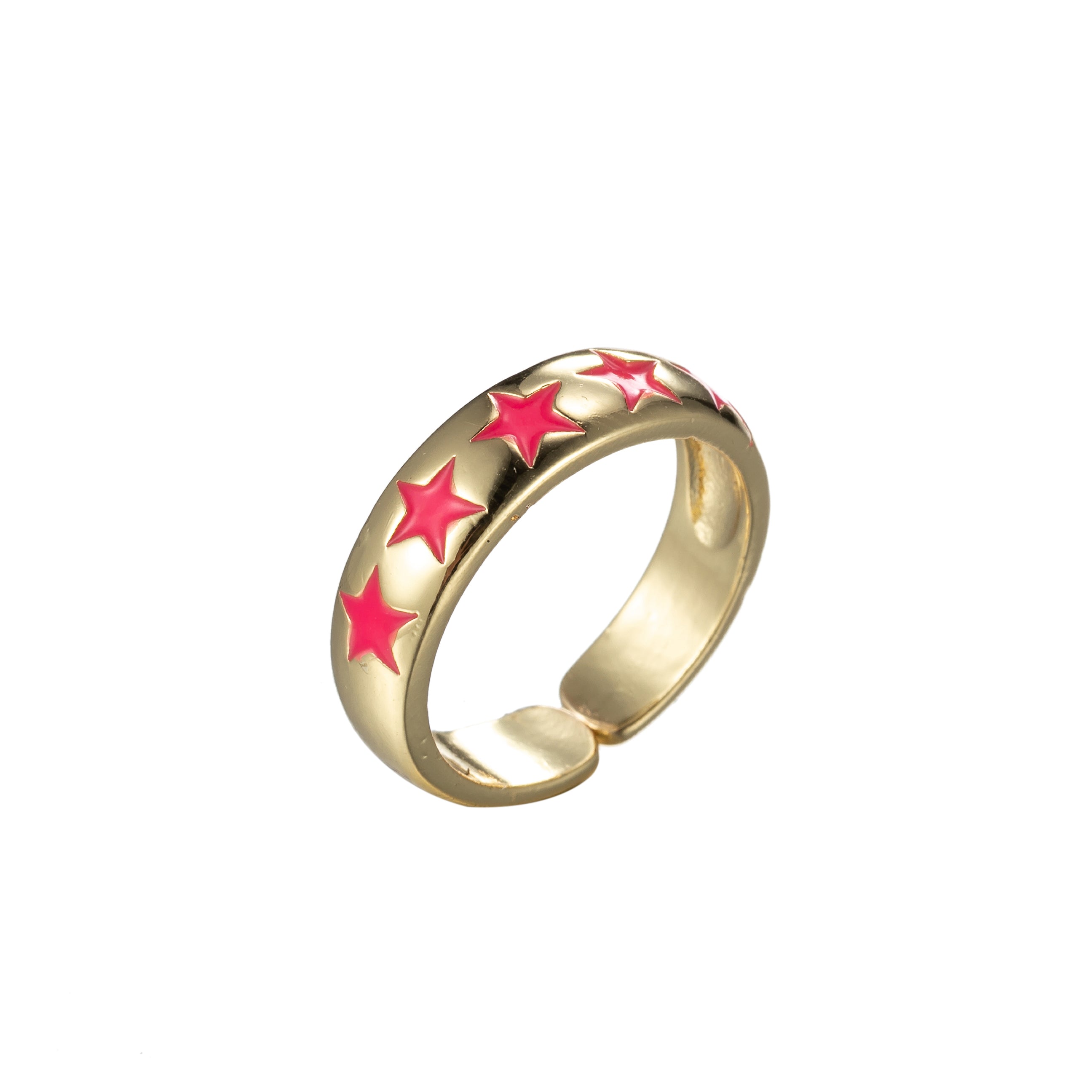 Dainty Enamel Star Ring Open Adjustable Gold Filled Stackable Celestial Ring - DLUXCA