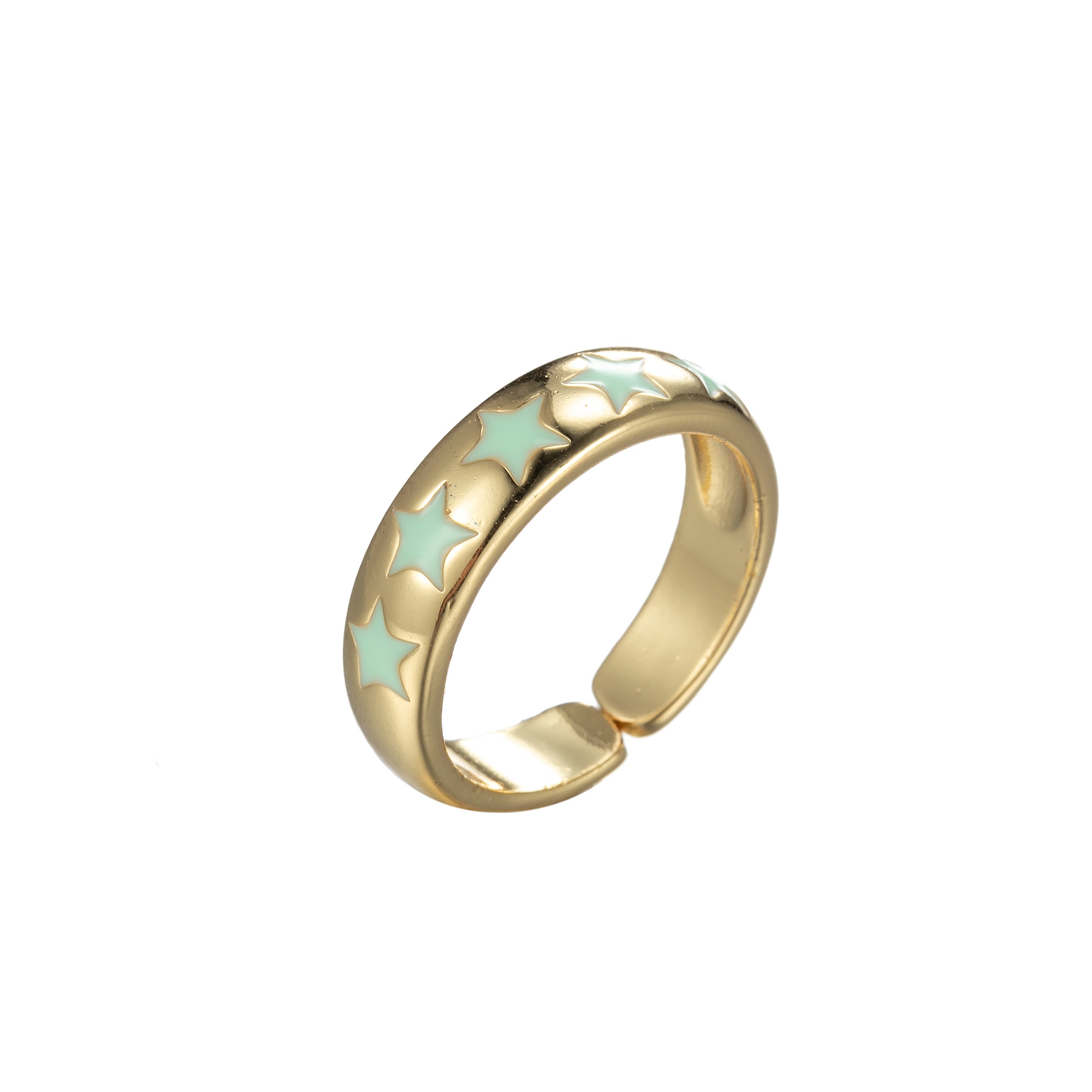 Dainty Enamel Star Ring Open Adjustable Gold Filled Stackable Celestial Ring - DLUXCA