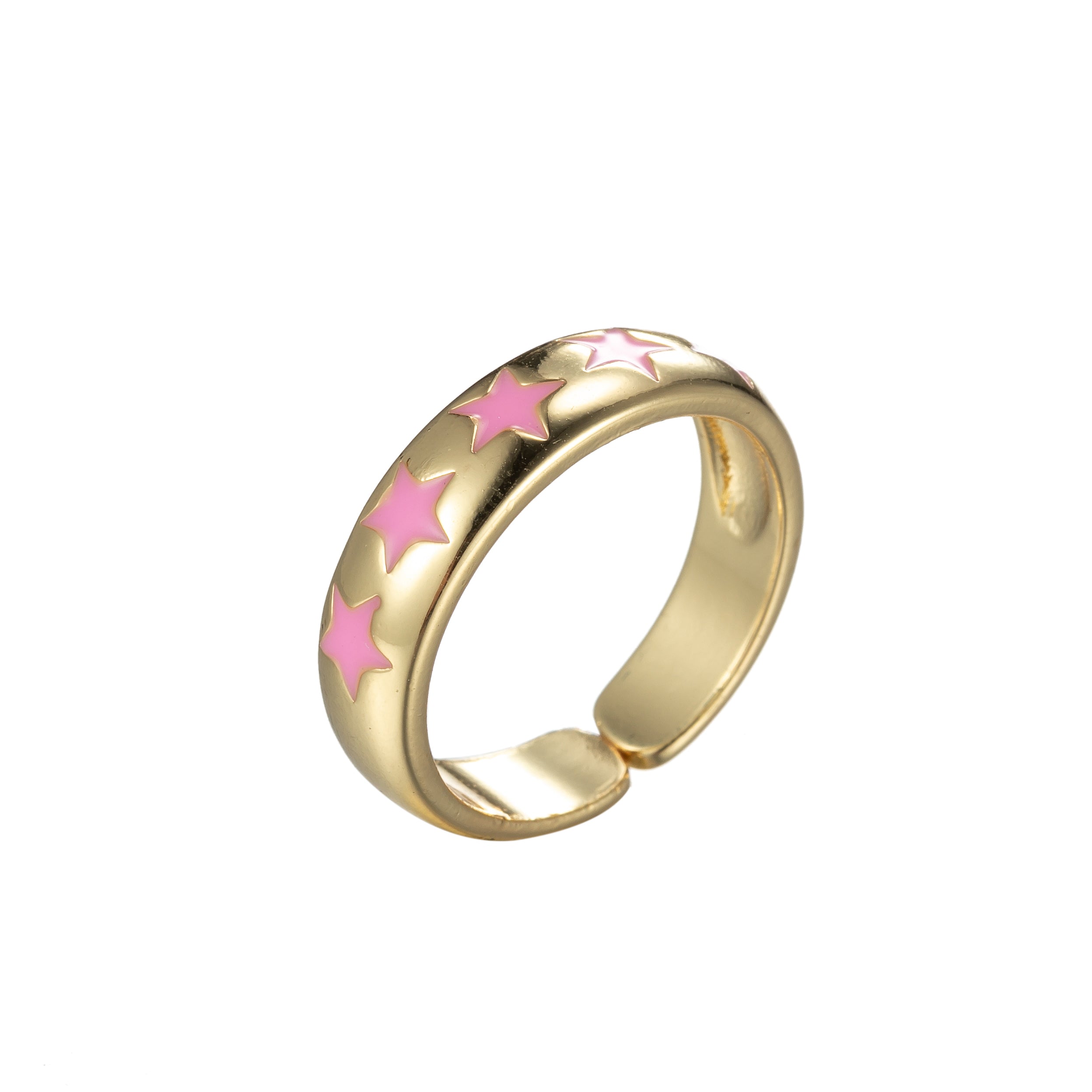 Dainty Enamel Star Ring Open Adjustable Gold Filled Stackable Celestial Ring - DLUXCA