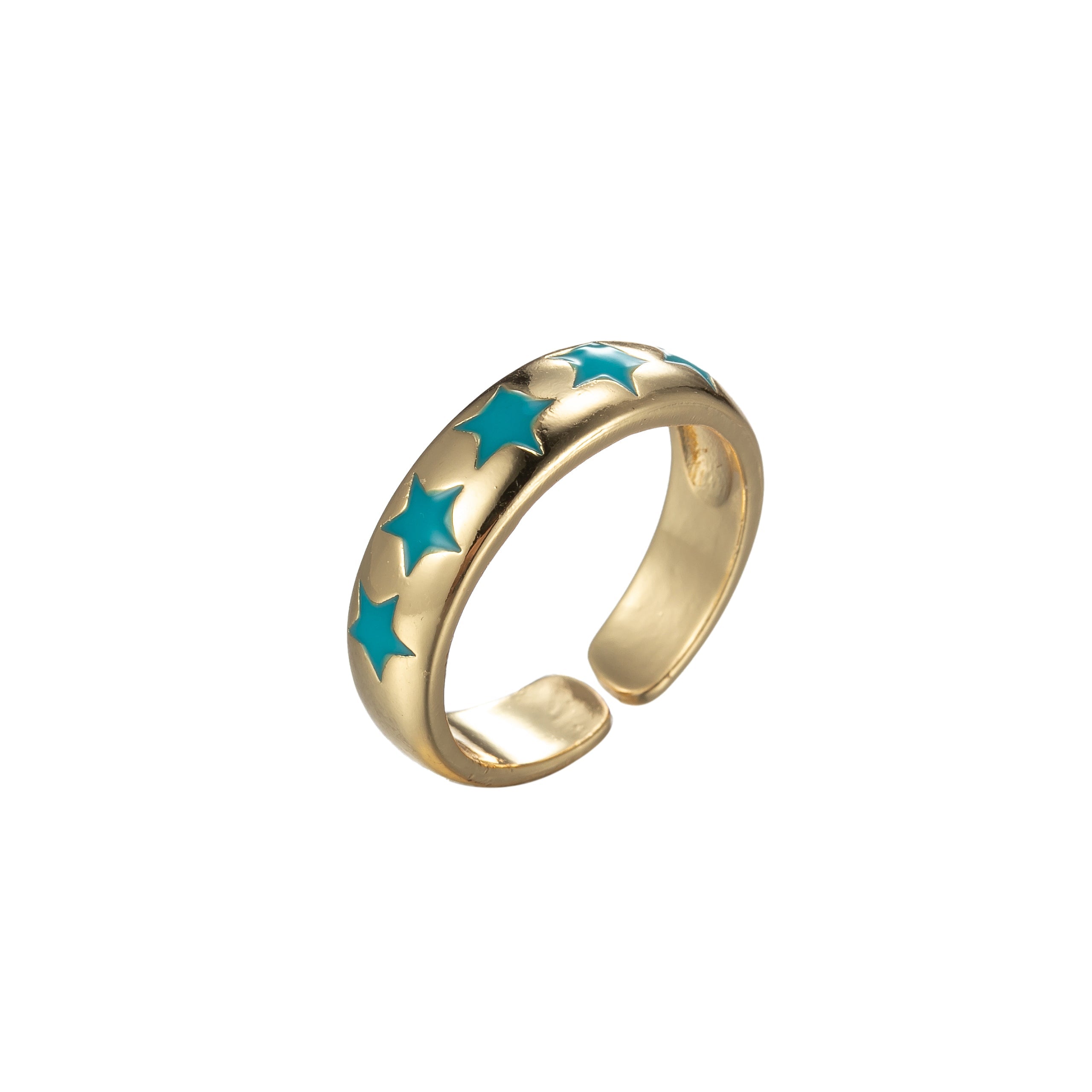 Dainty Enamel Star Ring Open Adjustable Gold Filled Stackable Celestial Ring - DLUXCA