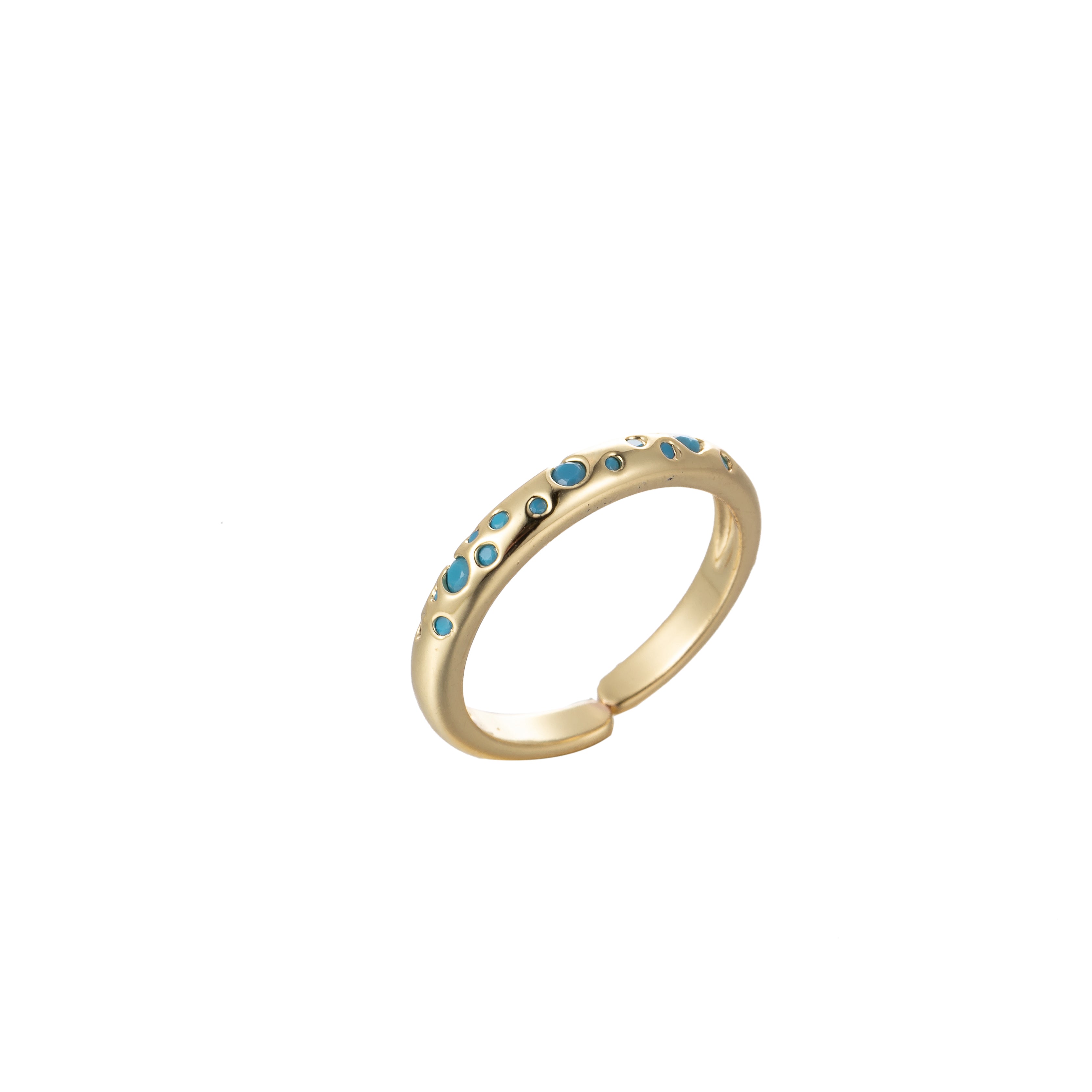 Dainty Stardust Ring Open Adjustable Ring Cubic Zirconia Galaxy Pink/Teal/Blue/Green Cz Pave - DLUXCA