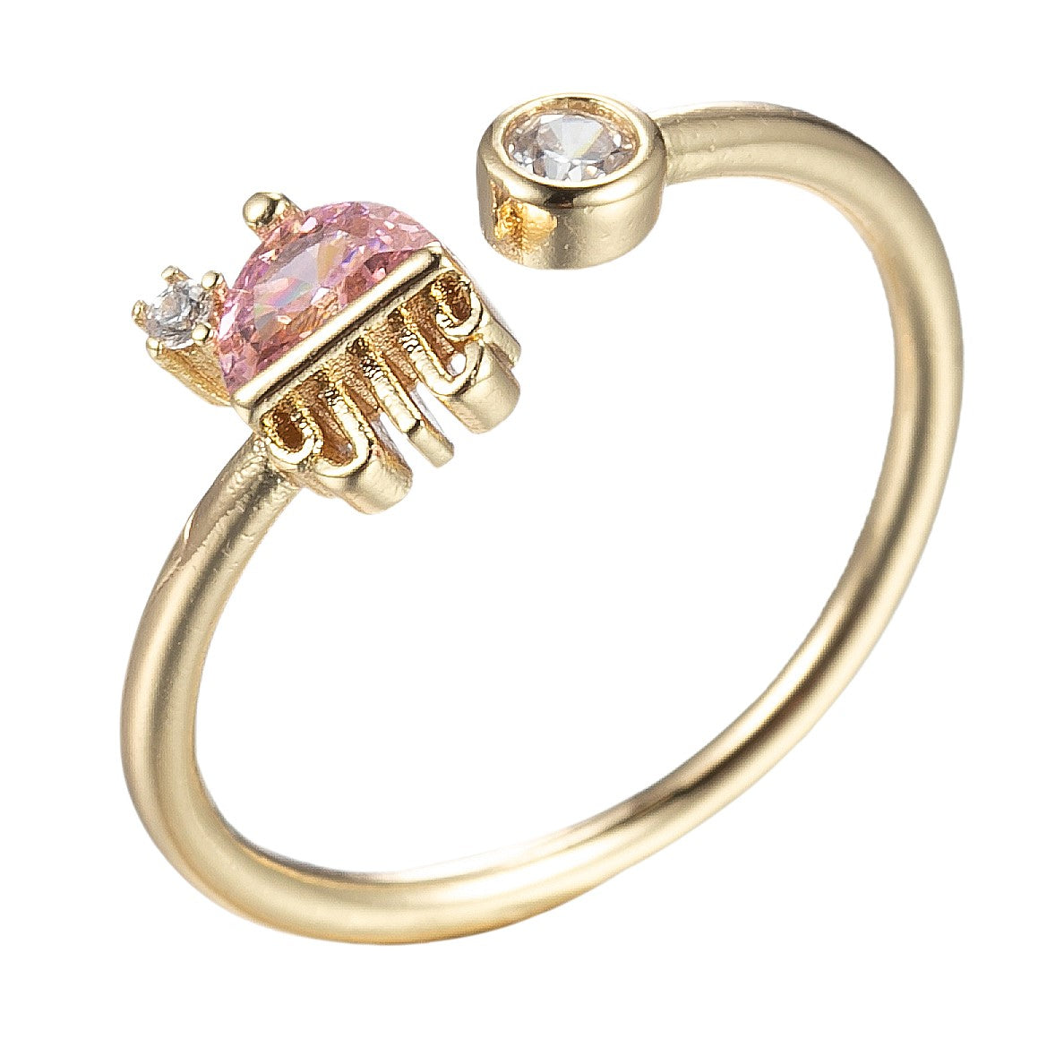 Dainty Jelly Fish Ring Gold Open Jellyfish Ring Stacking jewelry - DLUXCA