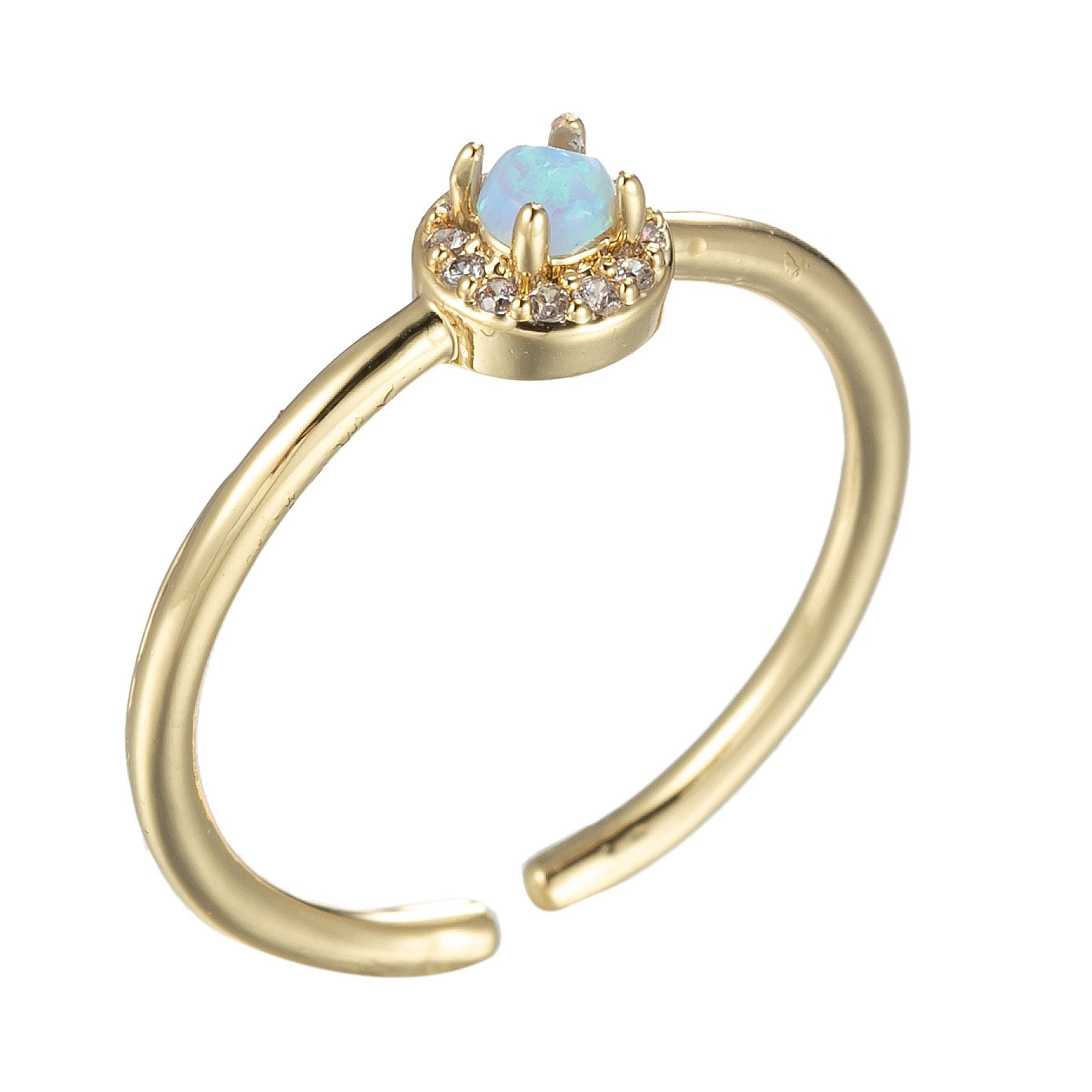 Simple Ring, Opal Ring, Blue Opal Tiny Ring, Opal Gemstone Ring, Promise Ring, Solitaire Ring, Engagement Ring - DLUXCA