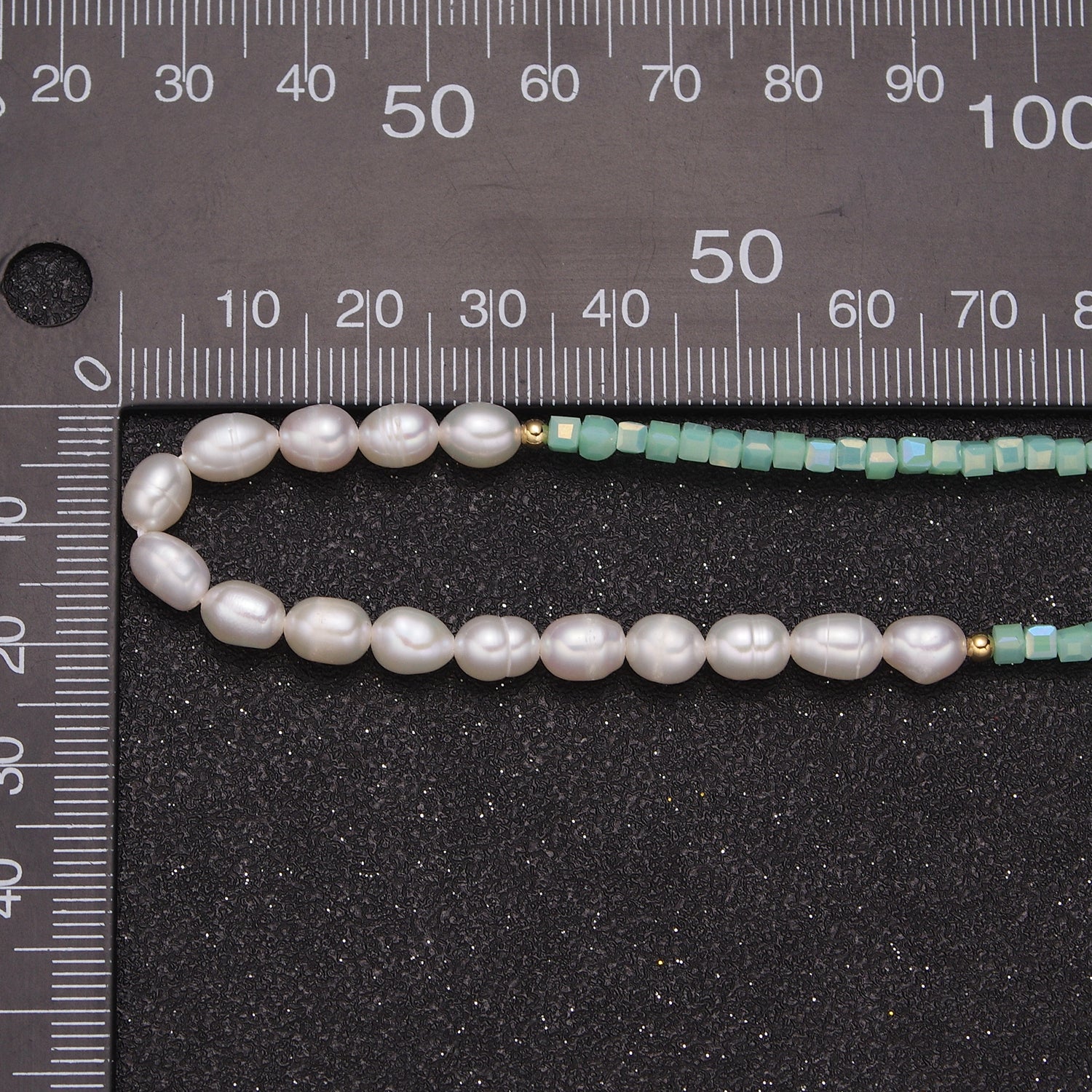 Dainty Teal Bead Freshwater Pearl Beaded Necklace, Seed Bead Jewelry, Gifts for Her - DLUXCA