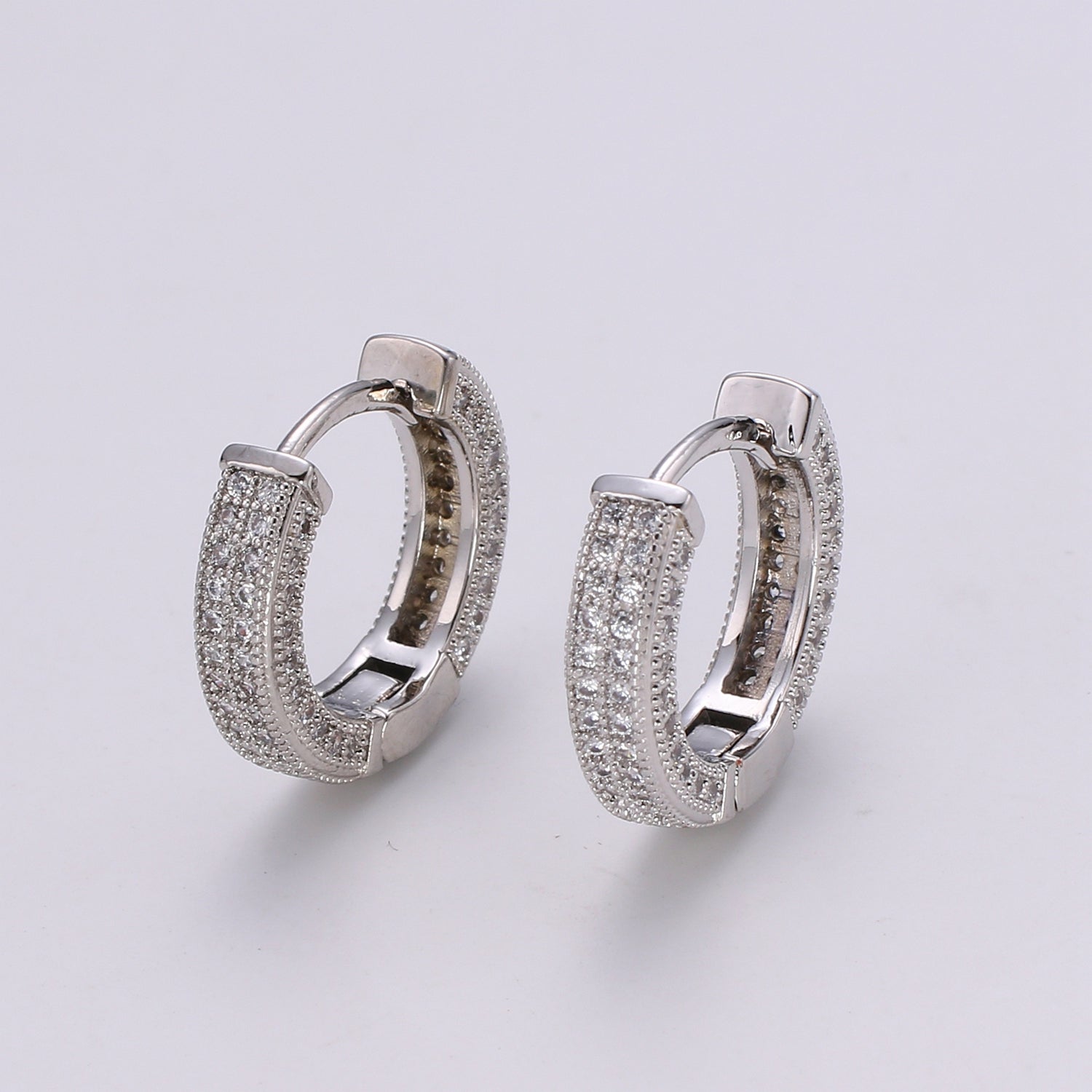 24K Gold Filled CZ Hoop Earring, Micro Pave Cartilage Huggie Hoop Earring, Lever back Earring, Hypoallergenic - DLUXCA