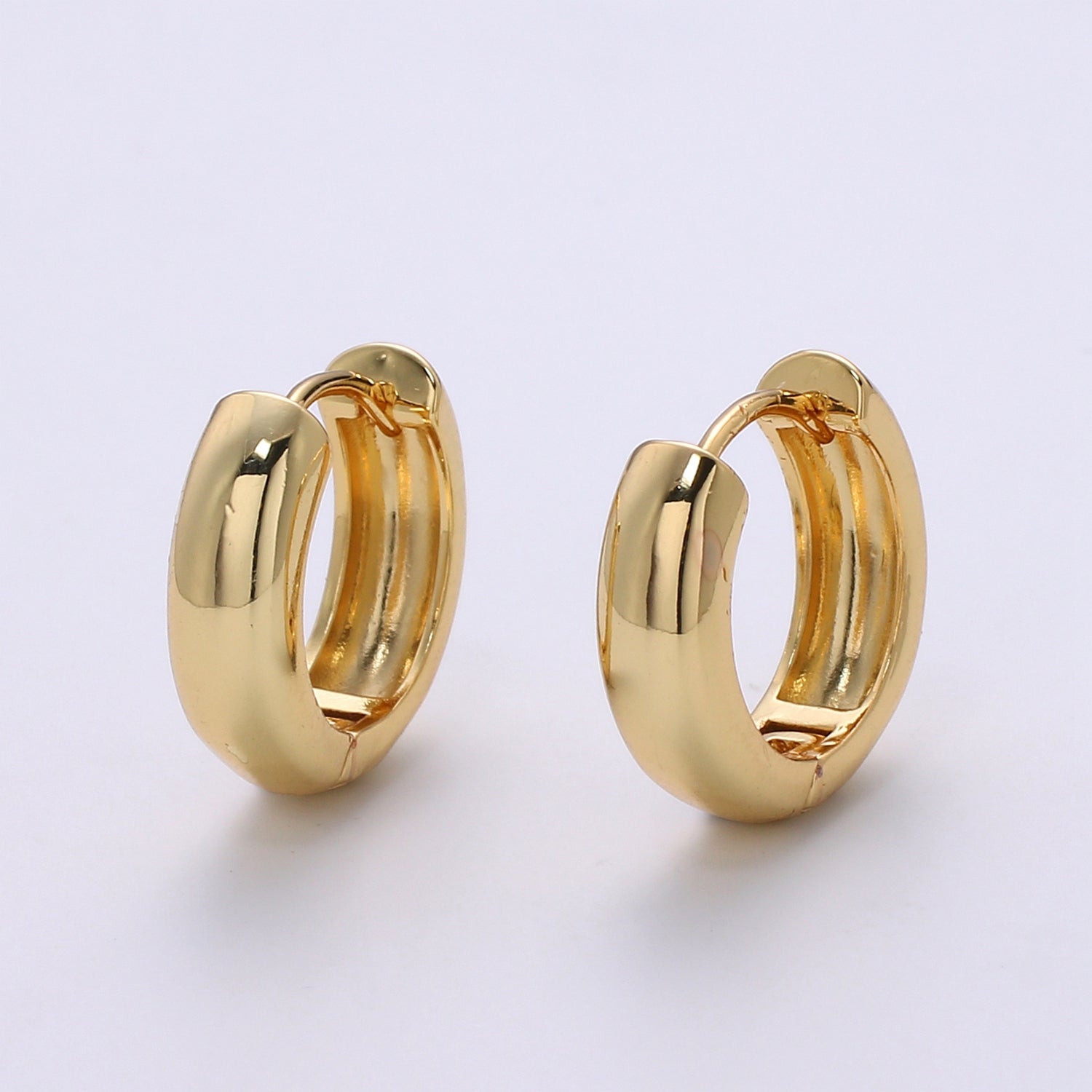 HUGGIE EARRING 18mm- Hoops,9.8mm- 18K Small Loops, Huggie Hoop Earring, Hoop Earrings, Q-348, Q-392 - DLUXCA