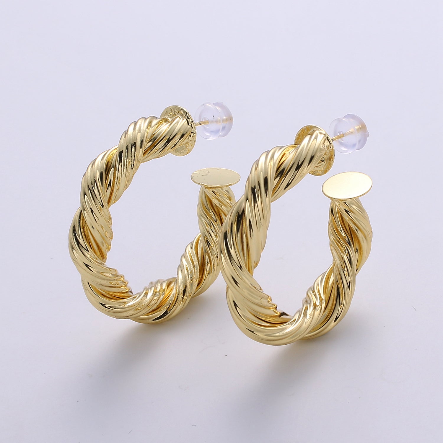 Gold Hoop Earrings, Small tube Hoop Earrings, Medium Twisted Hoop Earrings, chunky Gold Hoop Earrings, Thick 14k Gold Filled Hoop Earrings - DLUXCA