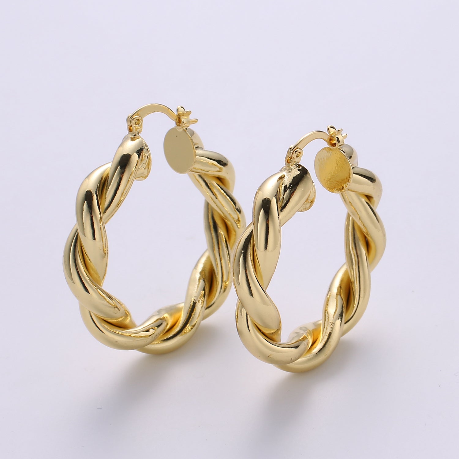 Gold Twisted Hoop Earrings, Bold Gold Hoop Earrings, Chunky Earrings, Statement Hoops, 14k Gold Filled Hoops Earring gift for her - DLUXCA