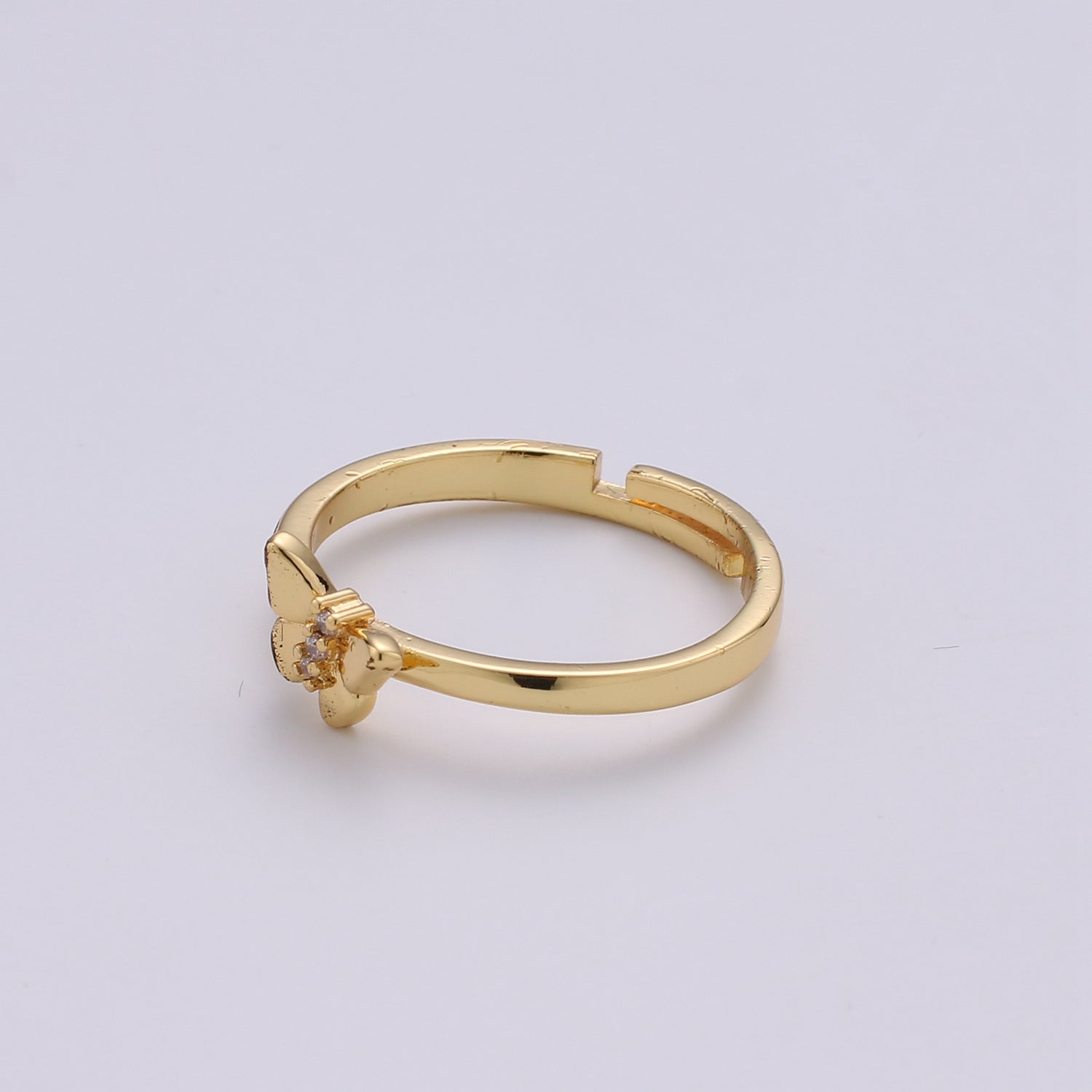 Simple Minimalist Golden Butterfly Gold Filled Adjustable Ring - R035 - DLUXCA