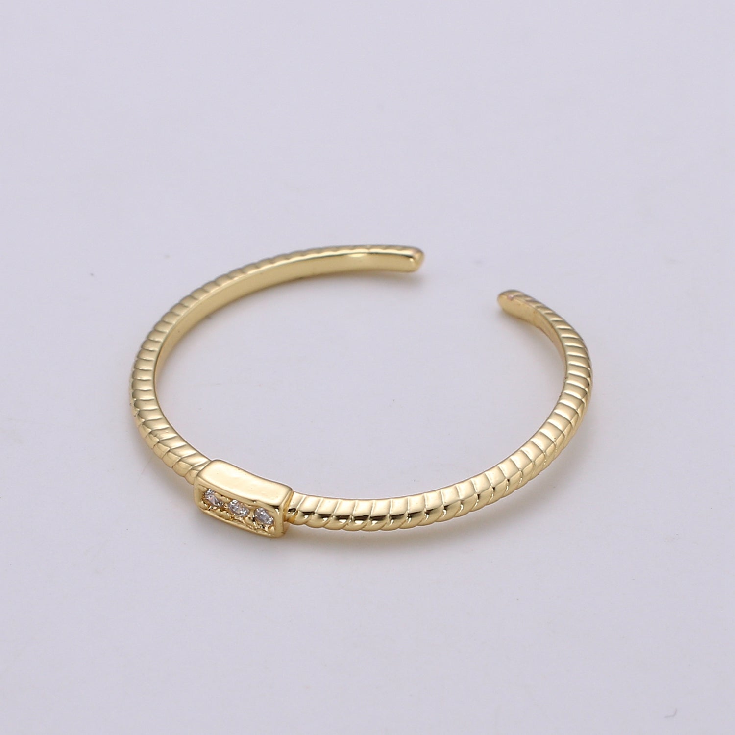Clear Crystal Rectangle Shape Bubble Band Adjustable Ring - R198 - DLUXCA