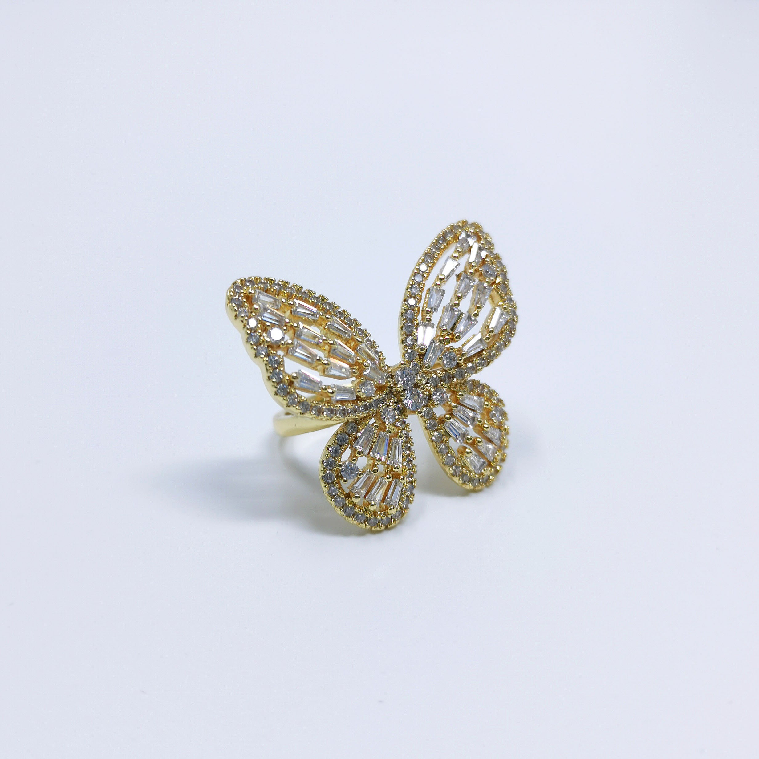 Gold butterfly ring, Open Adjustable butterfly ring, statement Jewelry with Cubic Zirconia Ring Mariposa Jewelry Inspired - DLUXCA