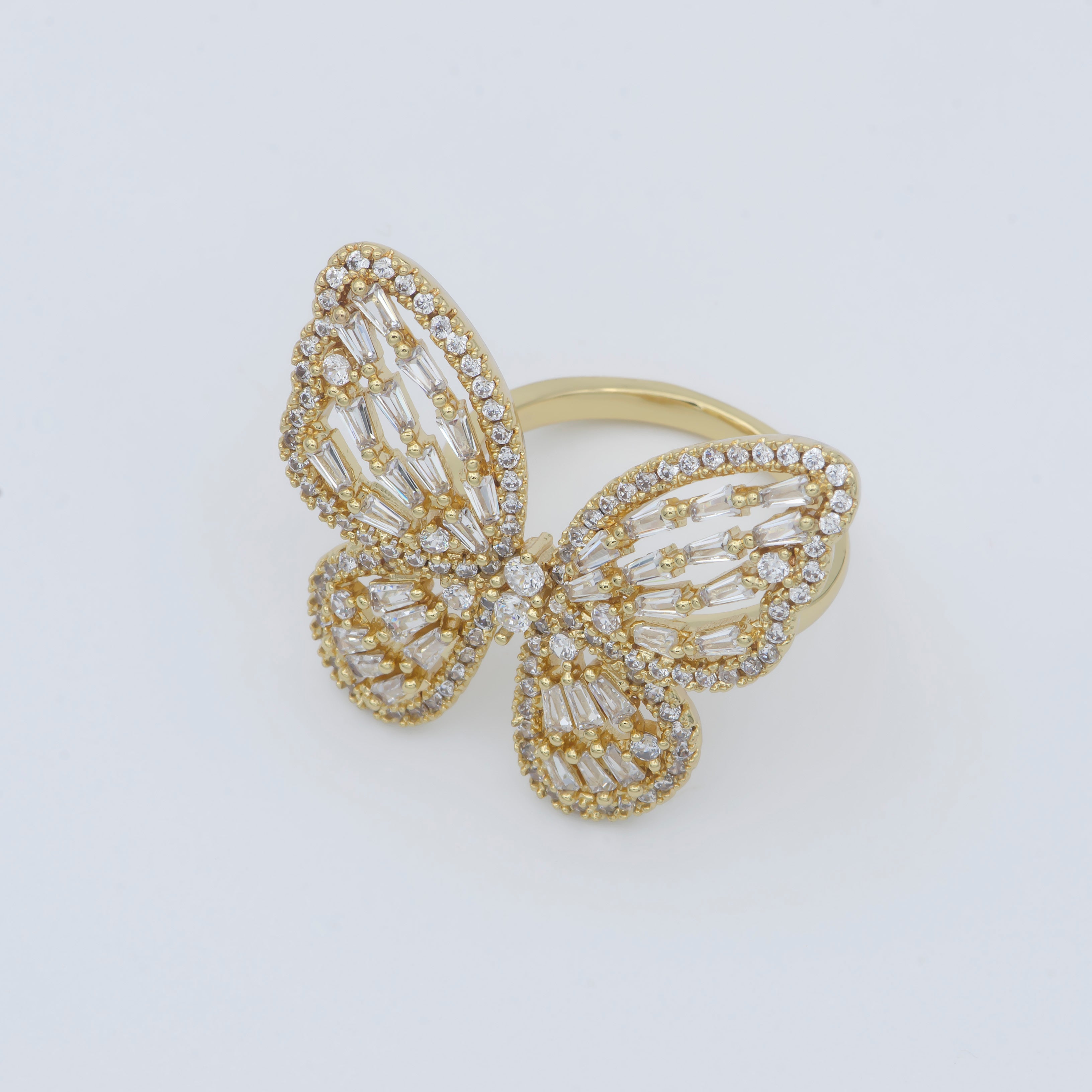 Gold butterfly ring, Open Adjustable butterfly ring, statement Jewelry with Cubic Zirconia Ring Mariposa Jewelry Inspired - DLUXCA