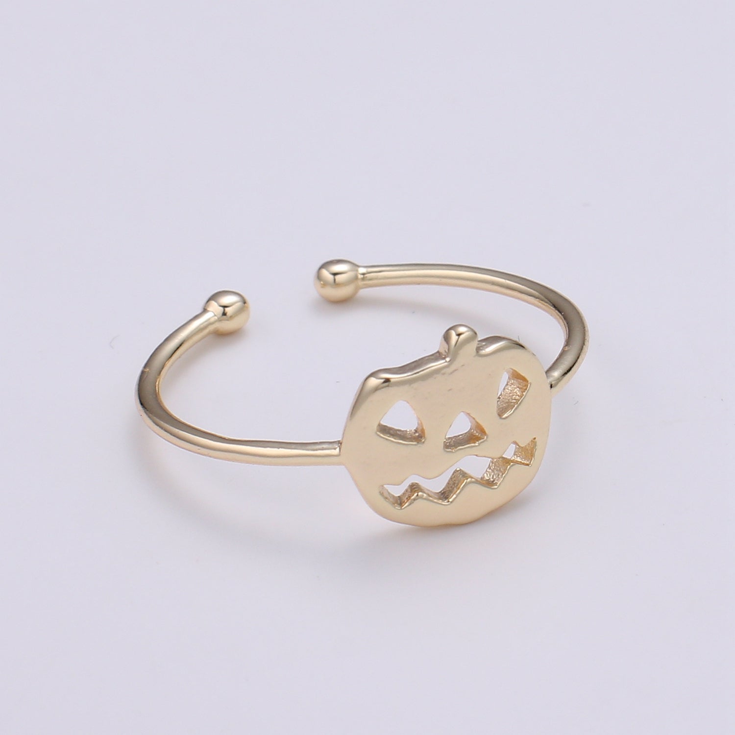 Halloween Pumpkin Gold Filled Adjustable Ring - R256 - DLUXCA