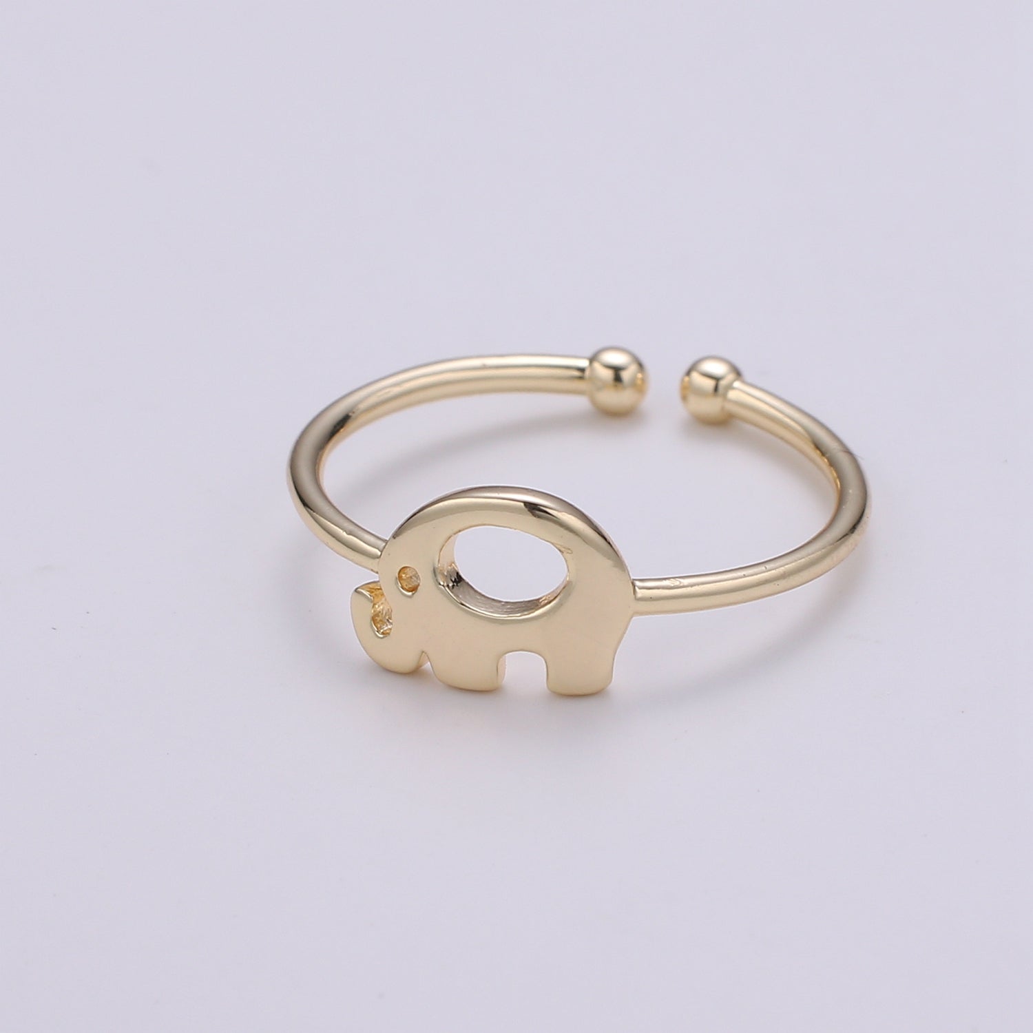 18K Gold Filled Cute Elephant Adjustable Ring - R266 - DLUXCA