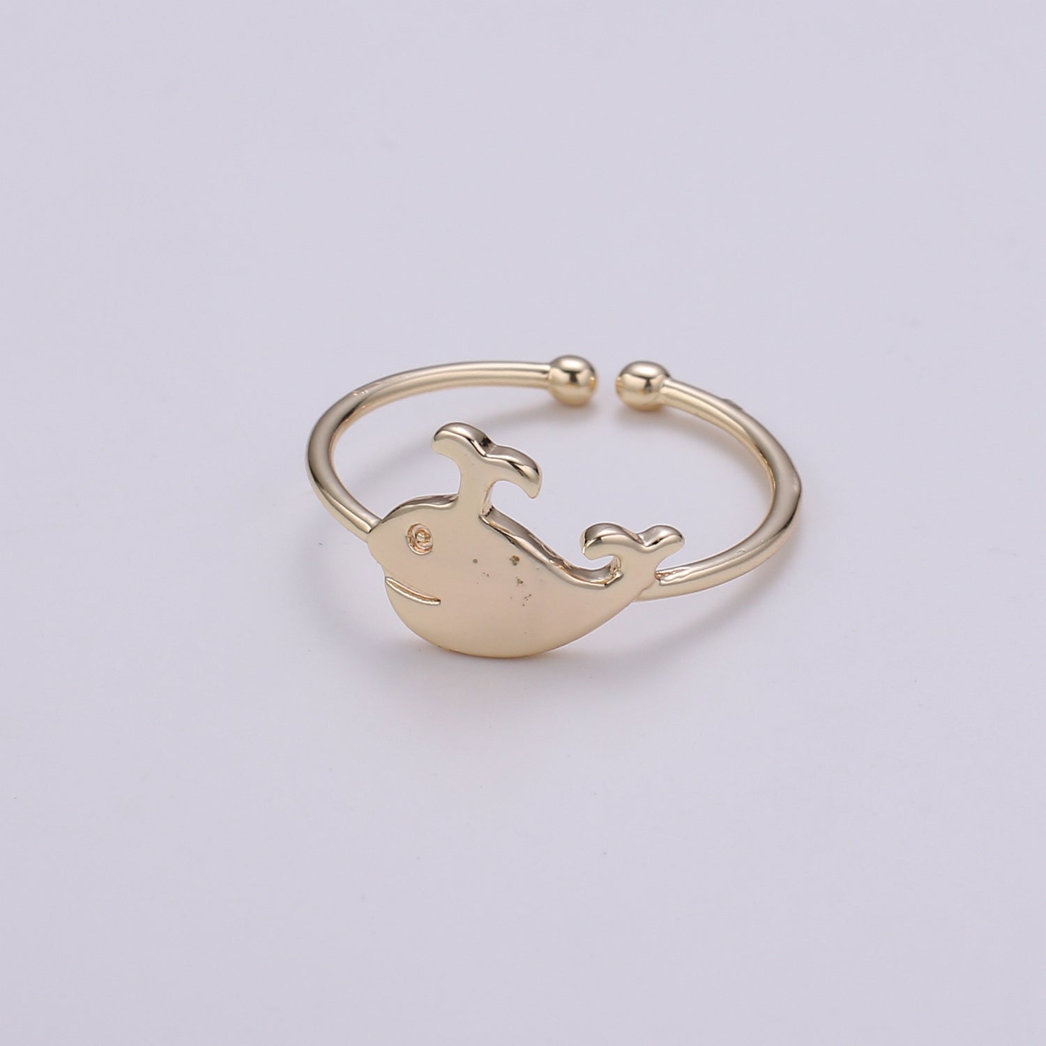 18K Gold Filled Whale Adjustable Ring - R267 - DLUXCA