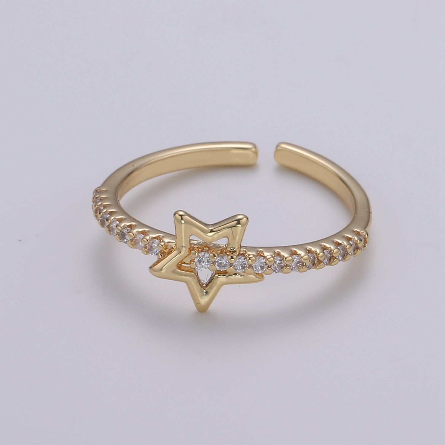 1pc Star of the Universe 18k Gold Ring, CZ Milky way Adjustable Gold Ring, Simple Ring, Circle Ring R490 - DLUXCA