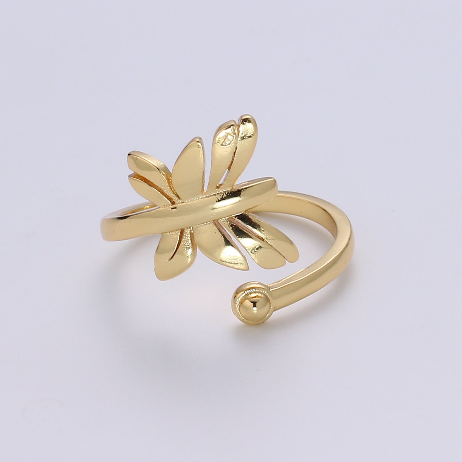 1pc Flying Butterfly 24K Ring, Adjustable Gold Curb Ring, Simple Mariposa Ring, Garden lover Ring, Bow Ring - DLUXCA