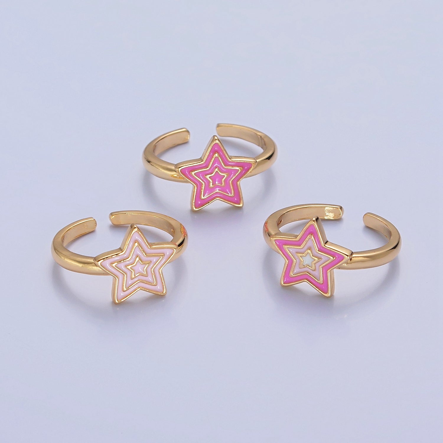 Kawaii Star Ring for Kids Jewelry Open Adjustable Ring V-452 V-453 V-454 - DLUXCA