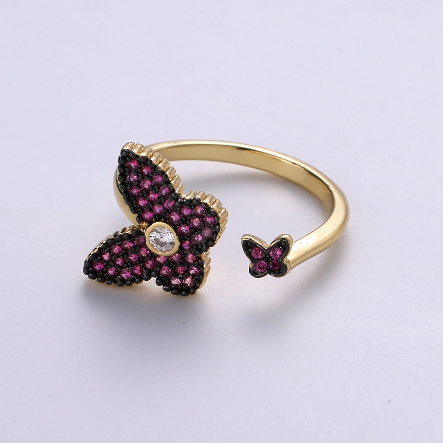 1x Gold Butterfly Ring, Dainty Gold Ring Open Ring Adjustable Ring Animal Jewelry Monarch Mariposa Ring Christmas Gift for Her, RING51-54 - DLUXCA