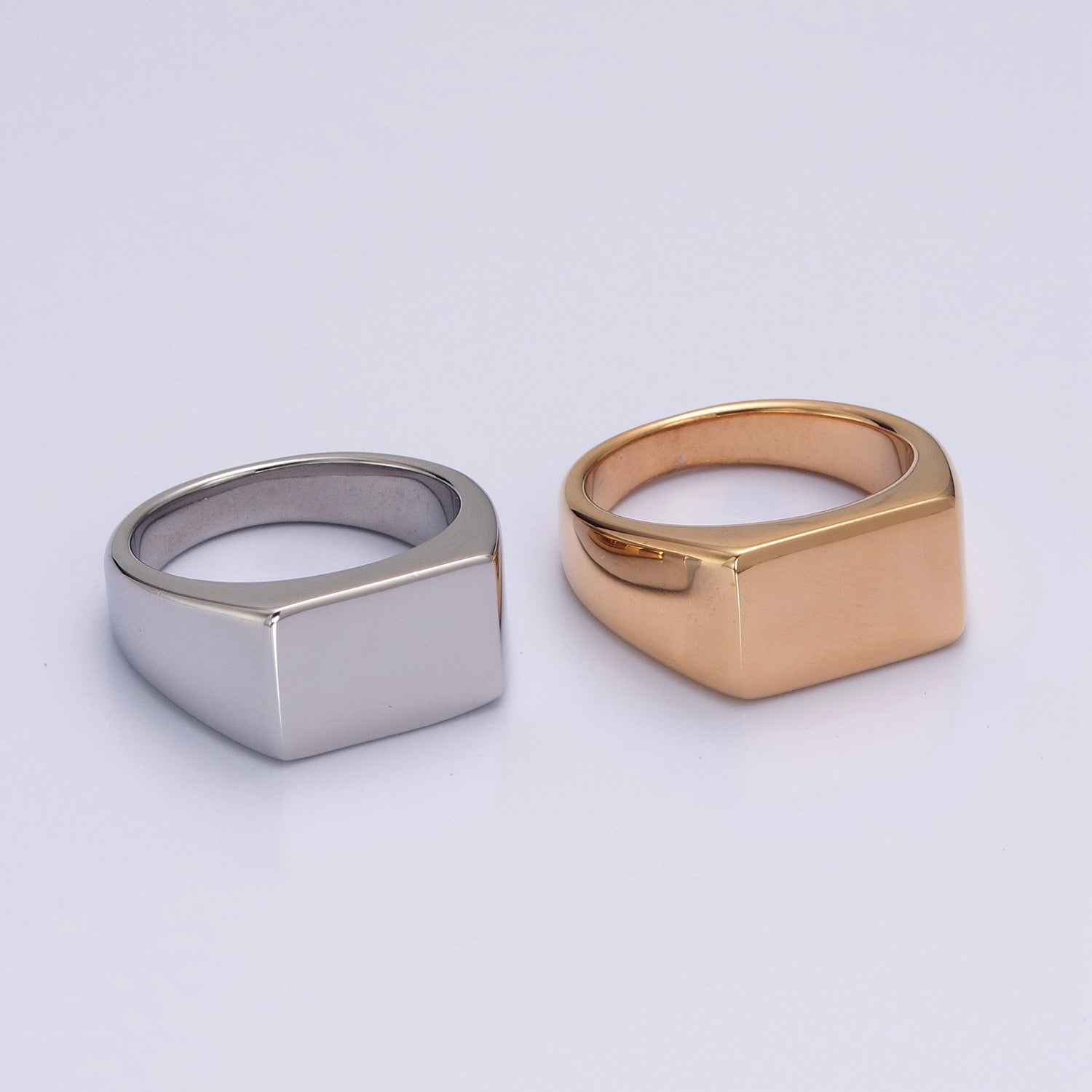 Square Signet Ring, Stainless Steel Classic Signet ring, Middle ring Rectangle ring Minimalist Jewelry S-045 - DLUXCA