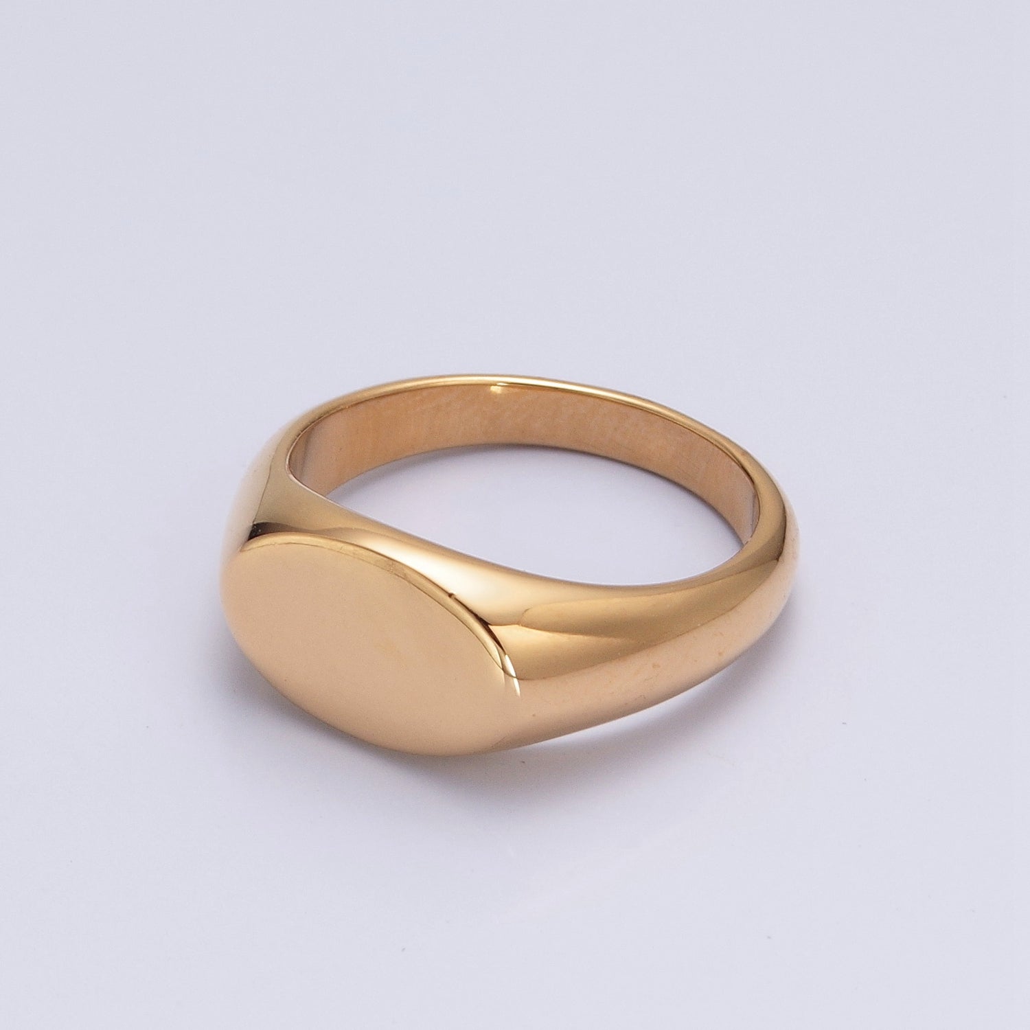 Oval Pinky Signet Ring, Stainless Steel Classic Signet ring, Pinky ring, Oval ring Minimalist Jewelry S-041 - DLUXCA