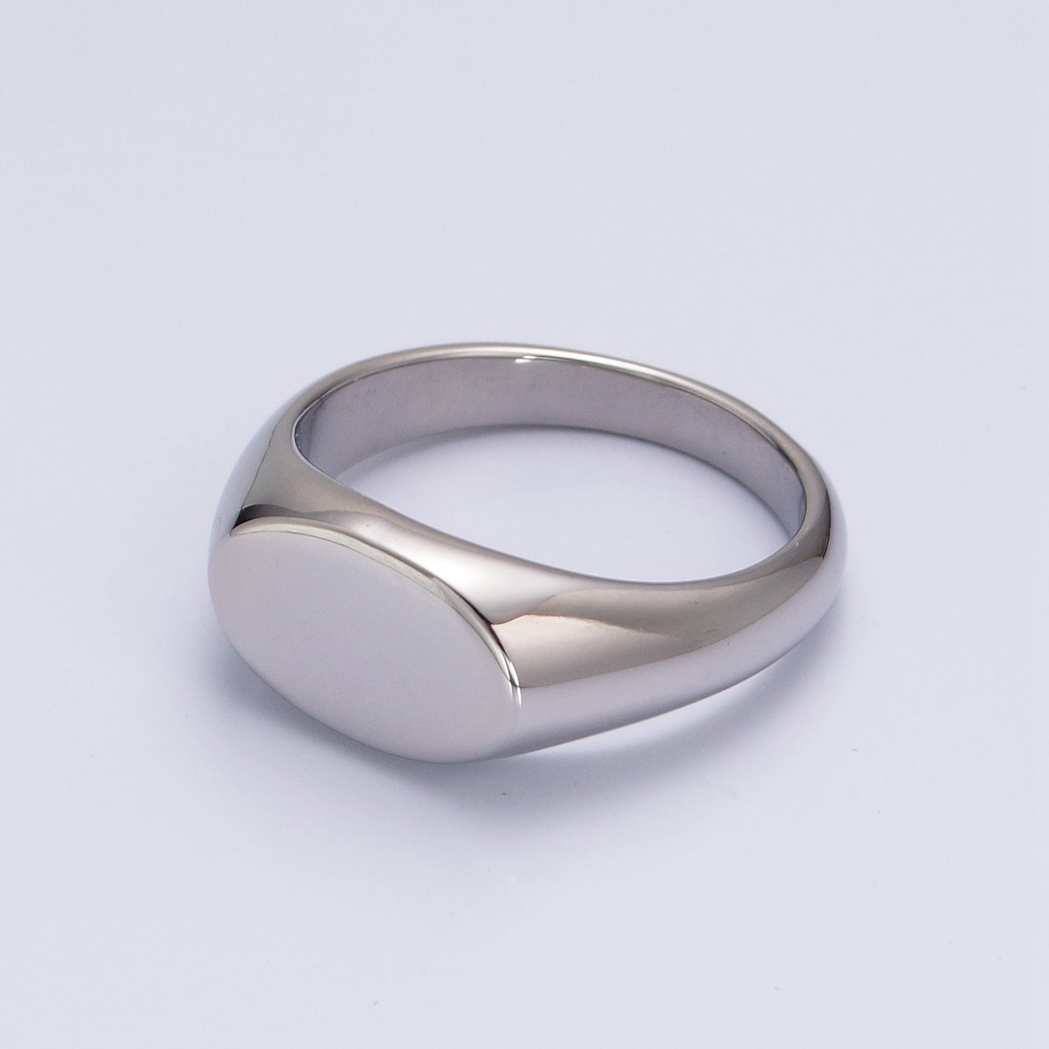 Oval Pinky Signet Ring, Stainless Steel Classic Signet ring, Pinky ring, Oval ring Minimalist Jewelry S-041 - DLUXCA