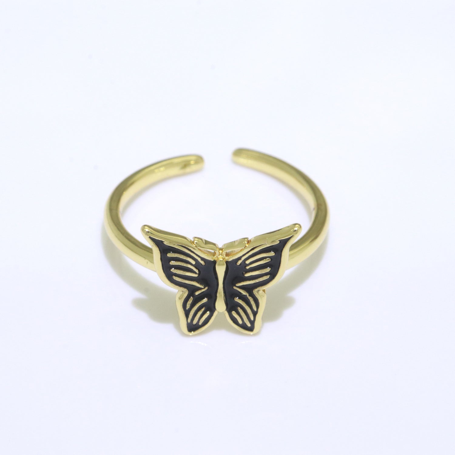 Mariposa Butterfly Ring Enamel Ring Open Adjustable in 14K Gold Filled - DLUXCA