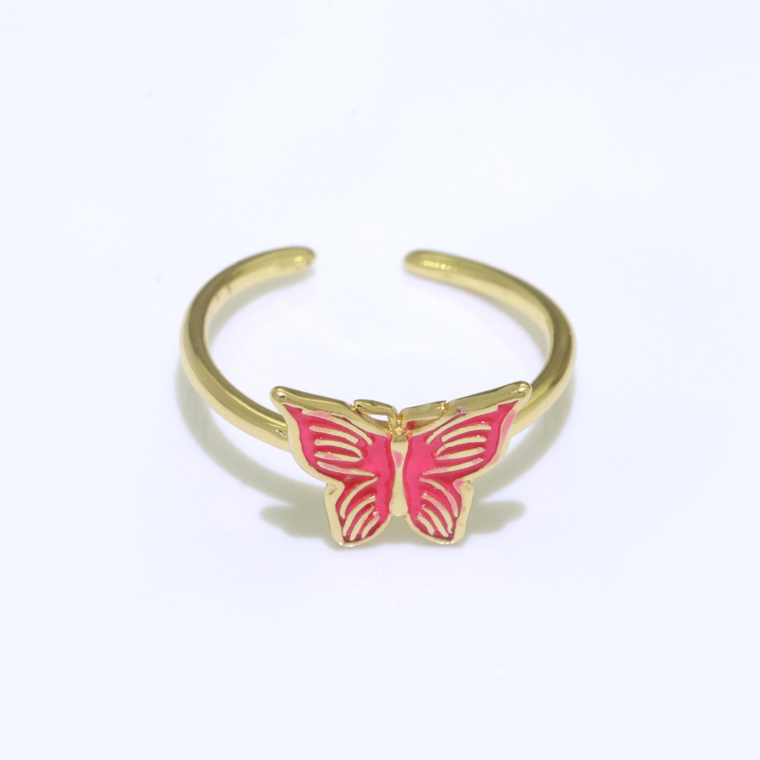 Mariposa Butterfly Ring Enamel Ring Open Adjustable in 14K Gold Filled - DLUXCA