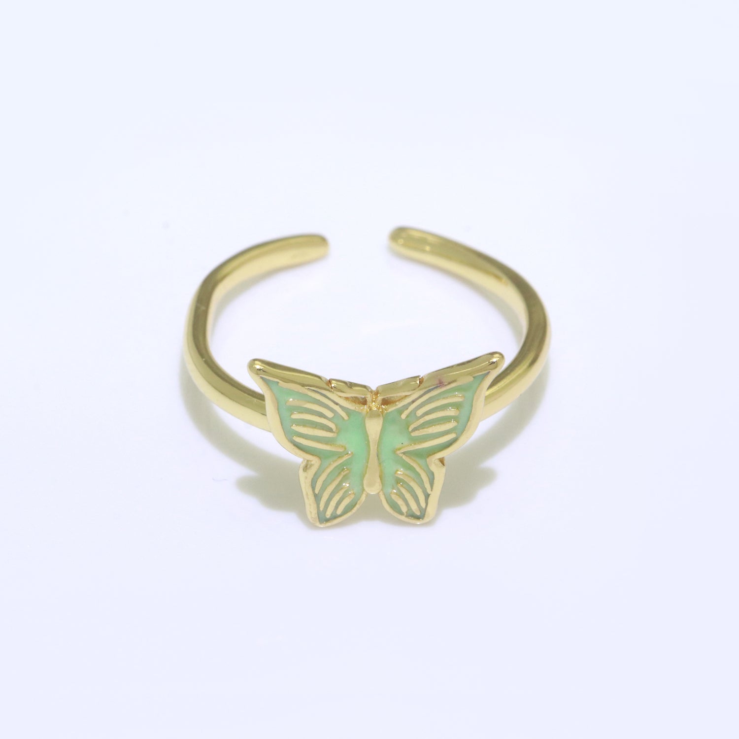 Mariposa Butterfly Ring Enamel Ring Open Adjustable in 14K Gold Filled - DLUXCA