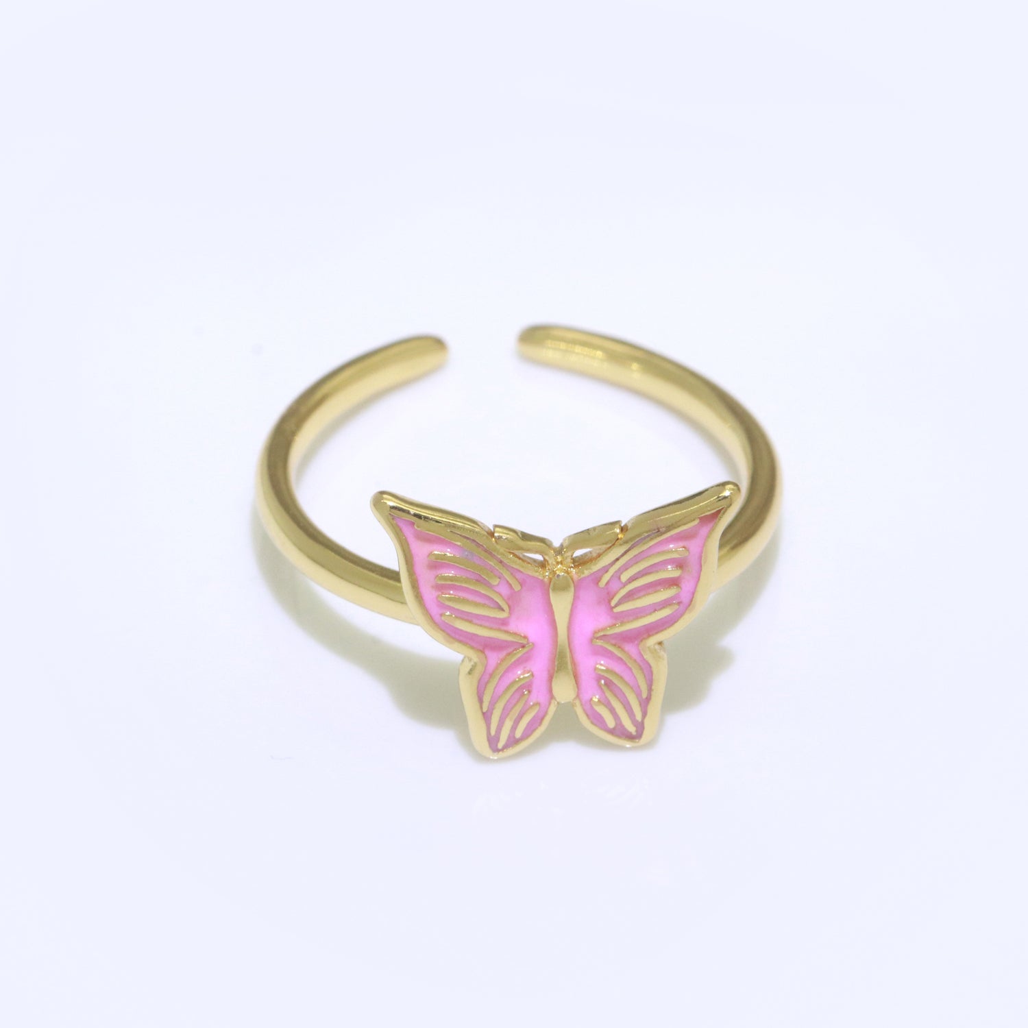 Mariposa Butterfly Ring Enamel Ring Open Adjustable in 14K Gold Filled - DLUXCA