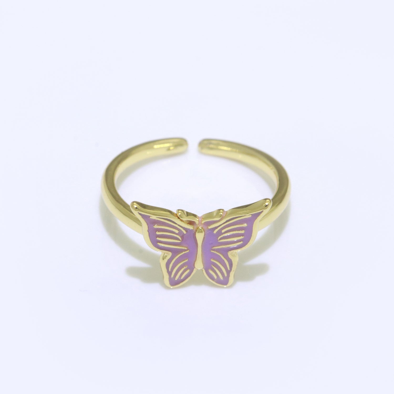 Mariposa Butterfly Ring Enamel Ring Open Adjustable in 14K Gold Filled - DLUXCA