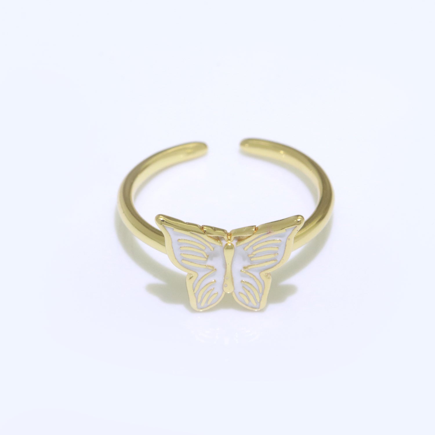 Mariposa Butterfly Ring Enamel Ring Open Adjustable in 14K Gold Filled - DLUXCA