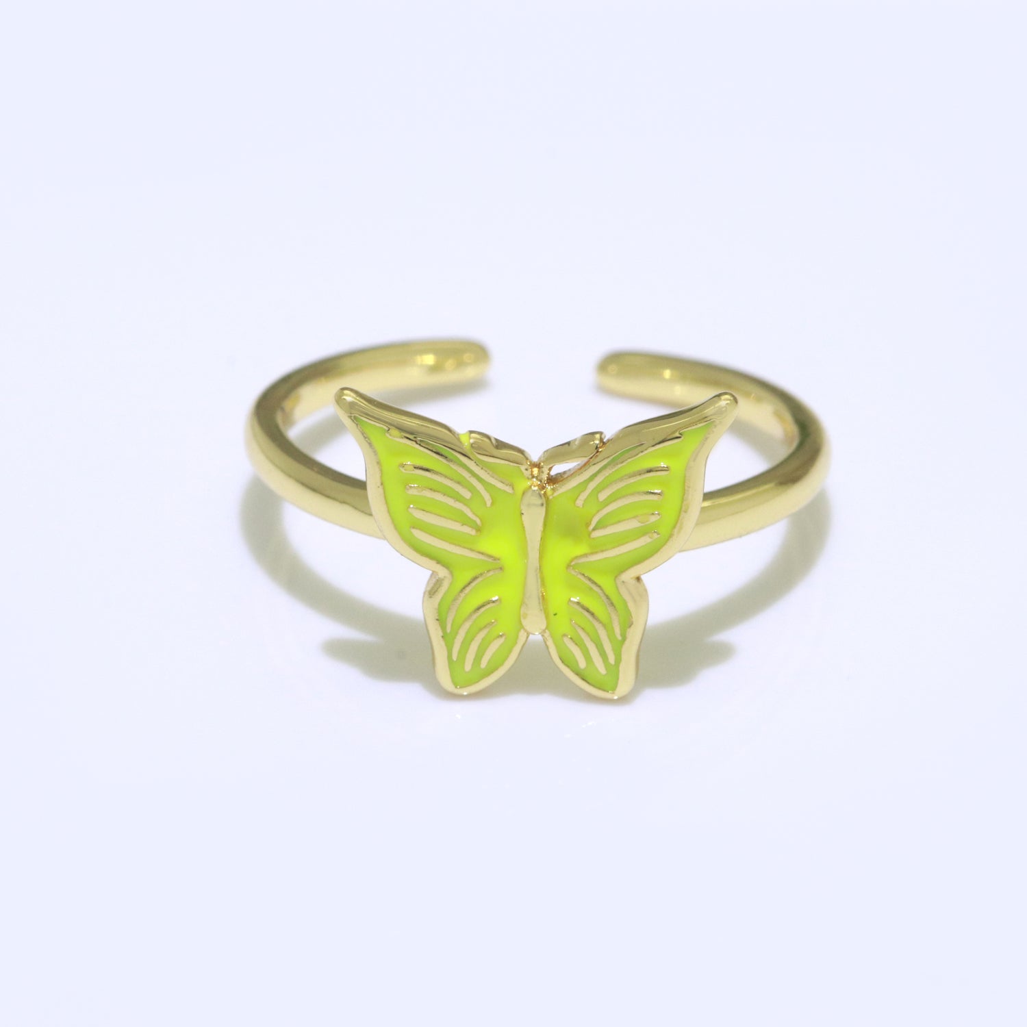 Mariposa Butterfly Ring Enamel Ring Open Adjustable in 14K Gold Filled - DLUXCA