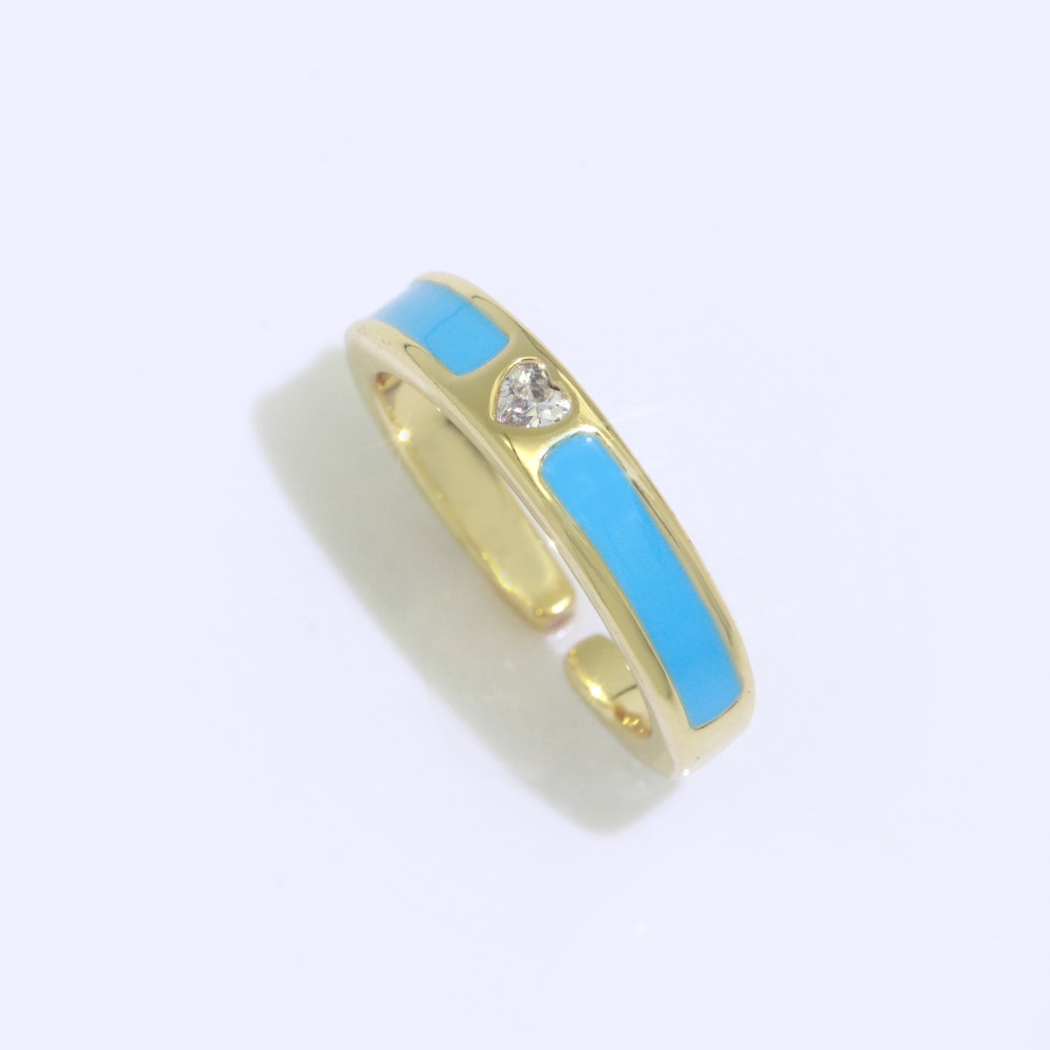 Dainty Ring Stackable Trendy Gold Fill micro pave ring, rainbow color enamel ring jewelry for gift - DLUXCA