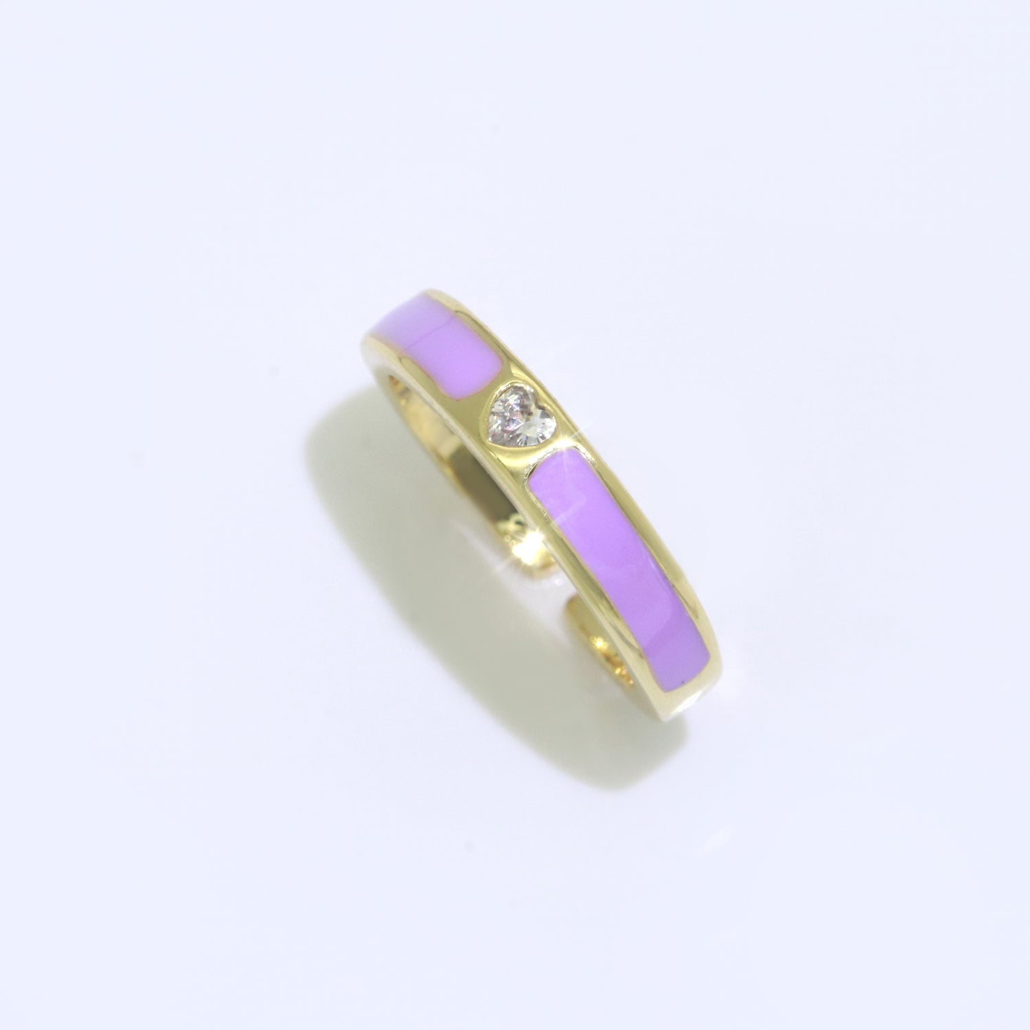 Dainty Ring Stackable Trendy Gold Fill micro pave ring, rainbow color enamel ring jewelry for gift - DLUXCA