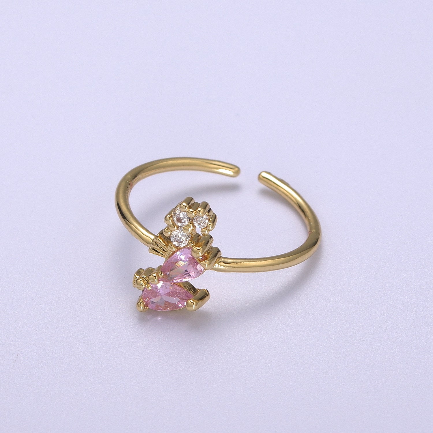 Dainty Gold Sea Horse ring, Gold Mini Animal Ring, Dainty Stackable Rings, Open Adjustable Ring CZ Under The Sea Inspired - DLUXCA
