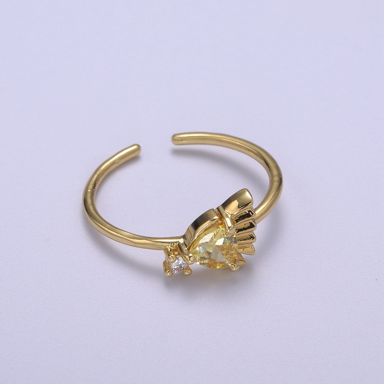 Dainty Gold Fish ring, Gold Mini Animal Pet Ring, Dainty Stackable Rings, Open Adjustable Ring Cz - DLUXCA