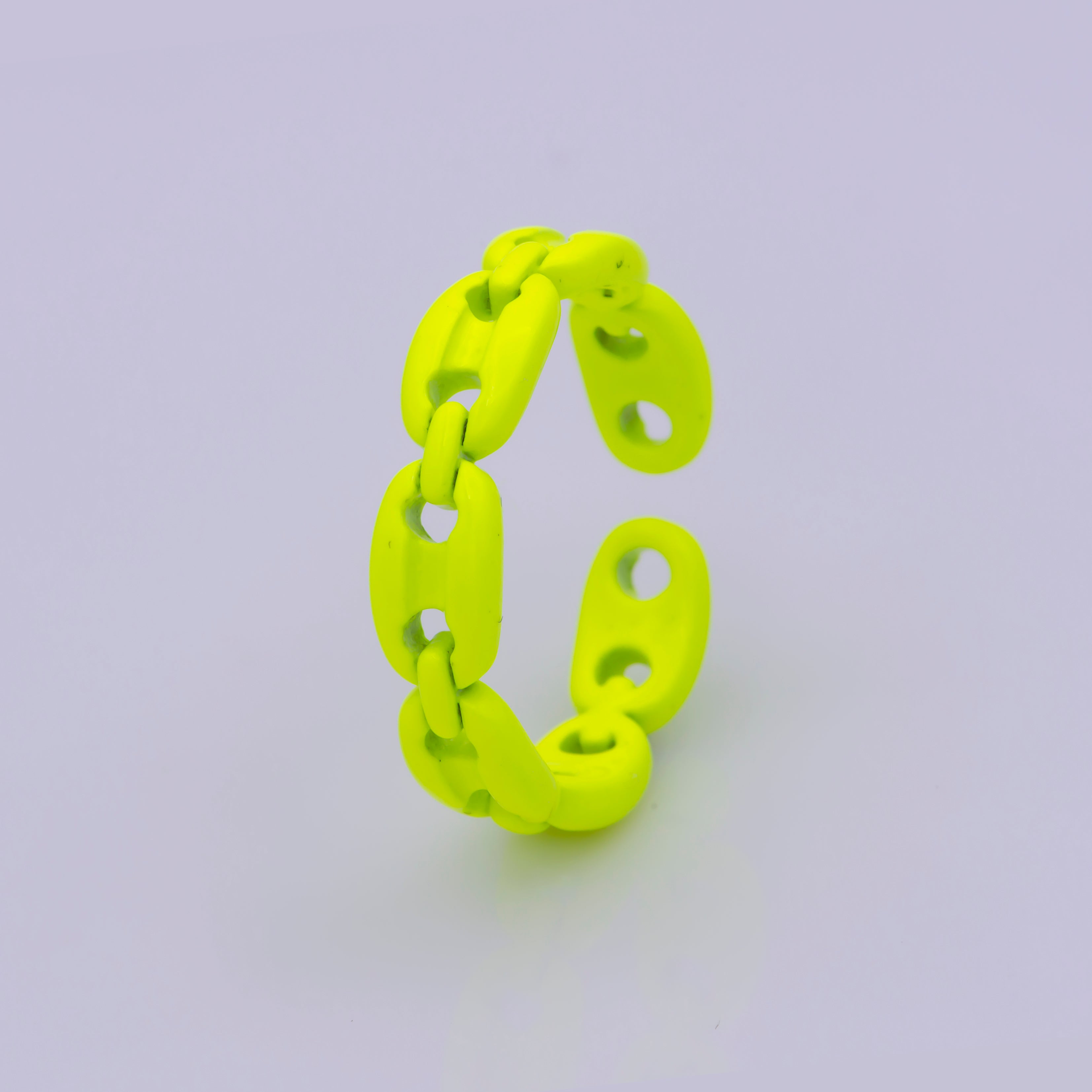 Neon Anchor Ring Gucci Link Chain Ring Enamel Statement Jewelry Open Adjustable Ring Y2K Colorful Ring - DLUXCA